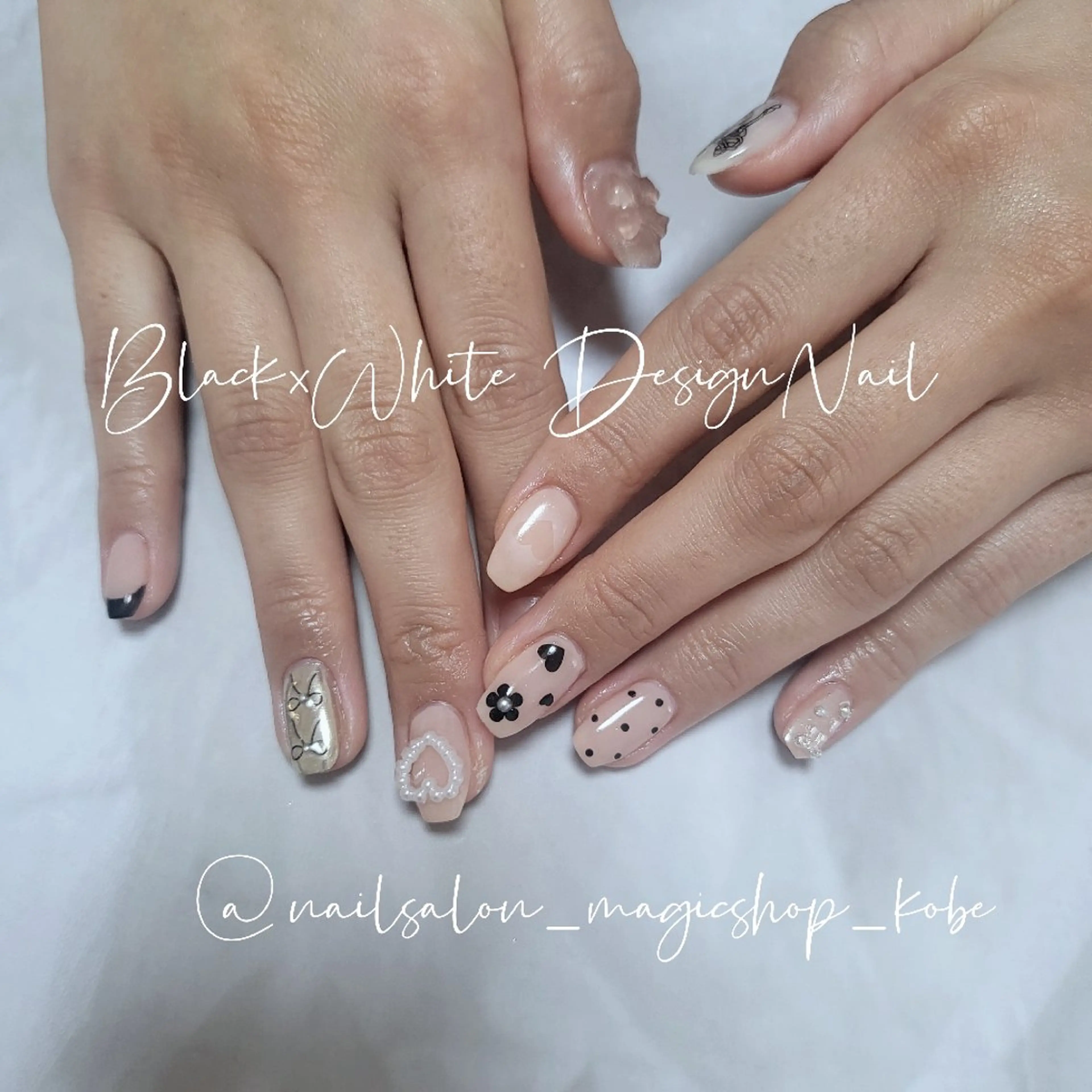 ネイル ジェルネイル ゴールド ハート 持ち込み ピンク ハンドネイル Nailsalon MagicShopのネイルデザイン