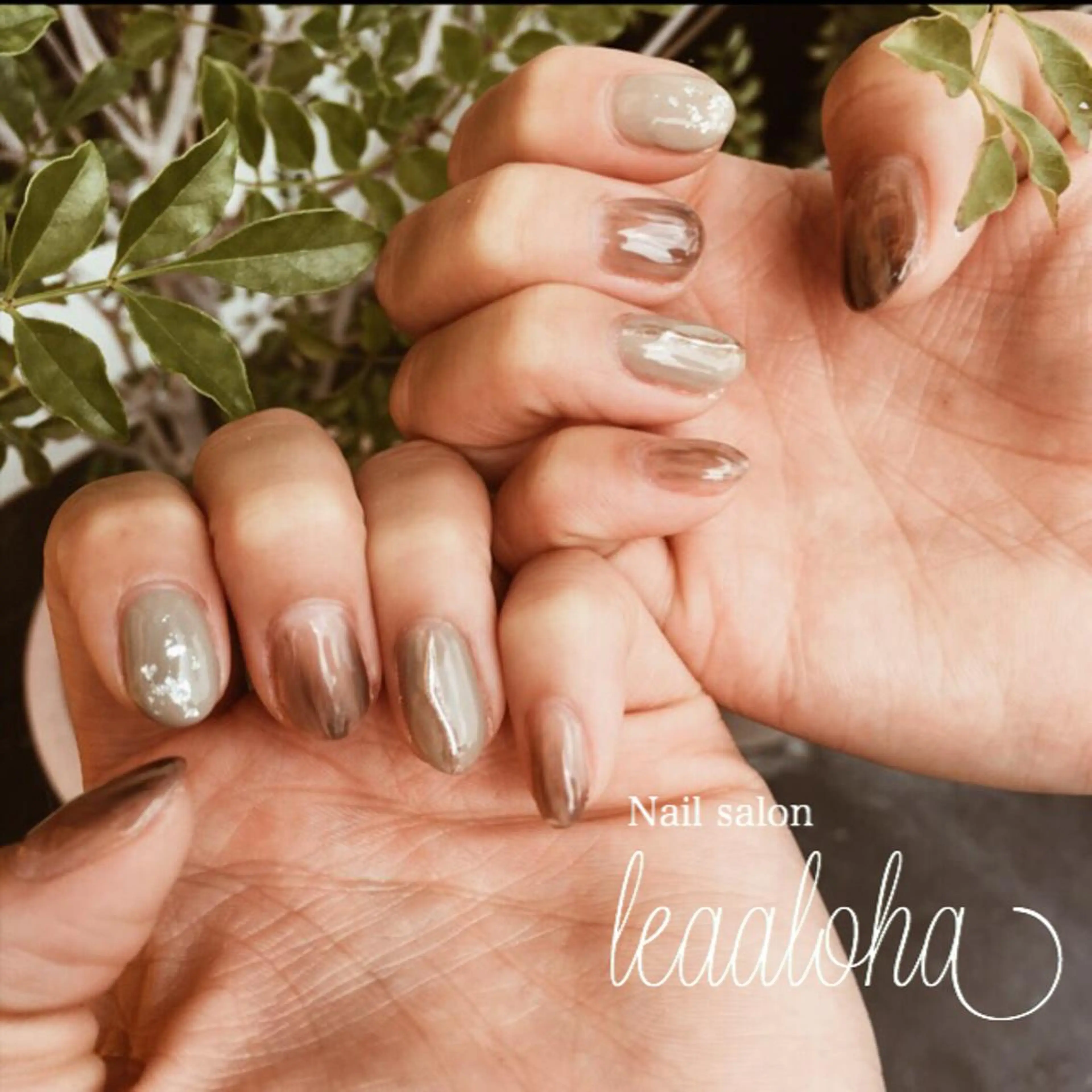 ネイル アートネイル ブラウン クリアネイル フットネイル ジェルネイル レアアロハ宇都宮 /ネイル.スクールのネイルデザイン