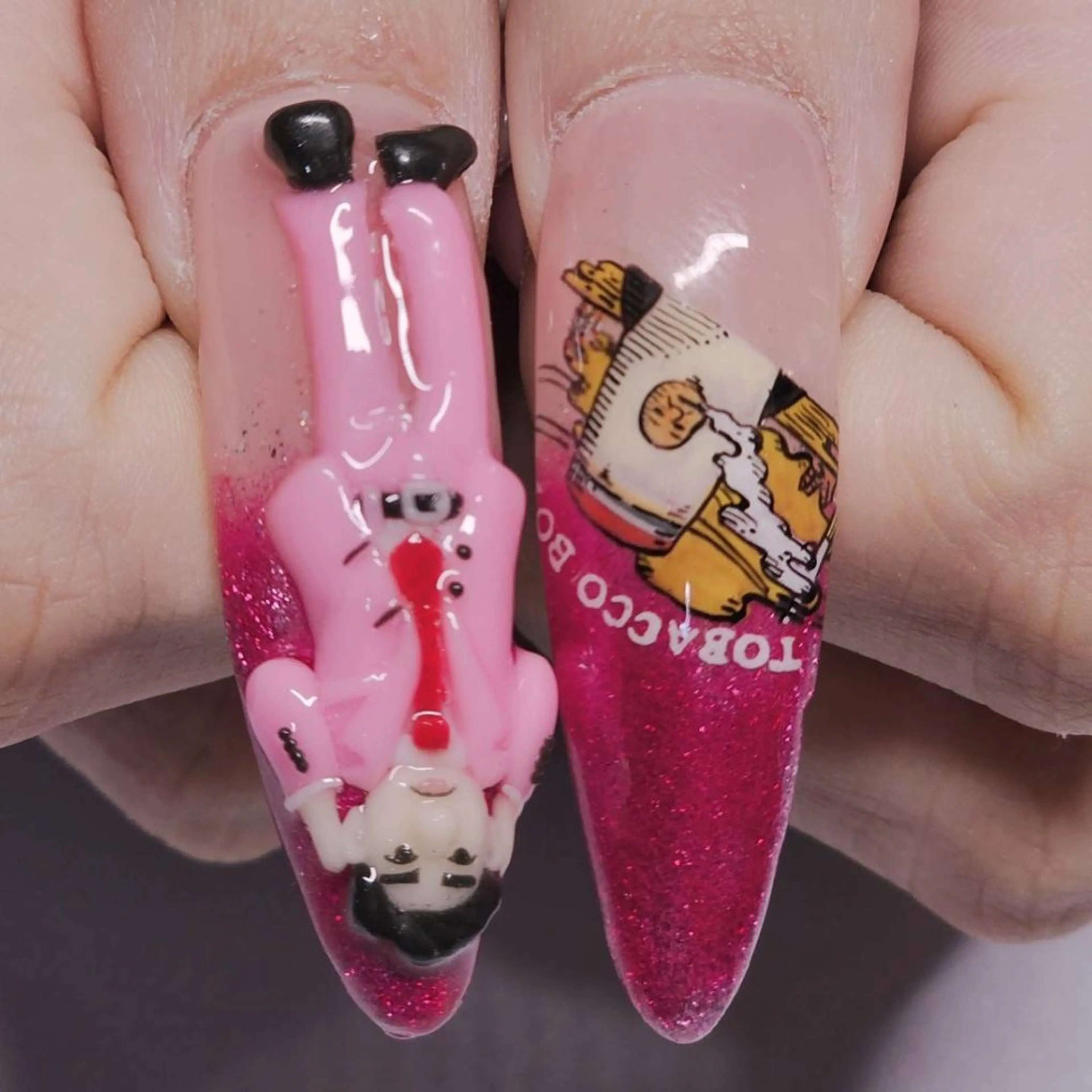 ネイル アートネイル グラデーション マグネットネイル ピンク シルバー ハンドネイル よしだ ひろきのネイルデザイン