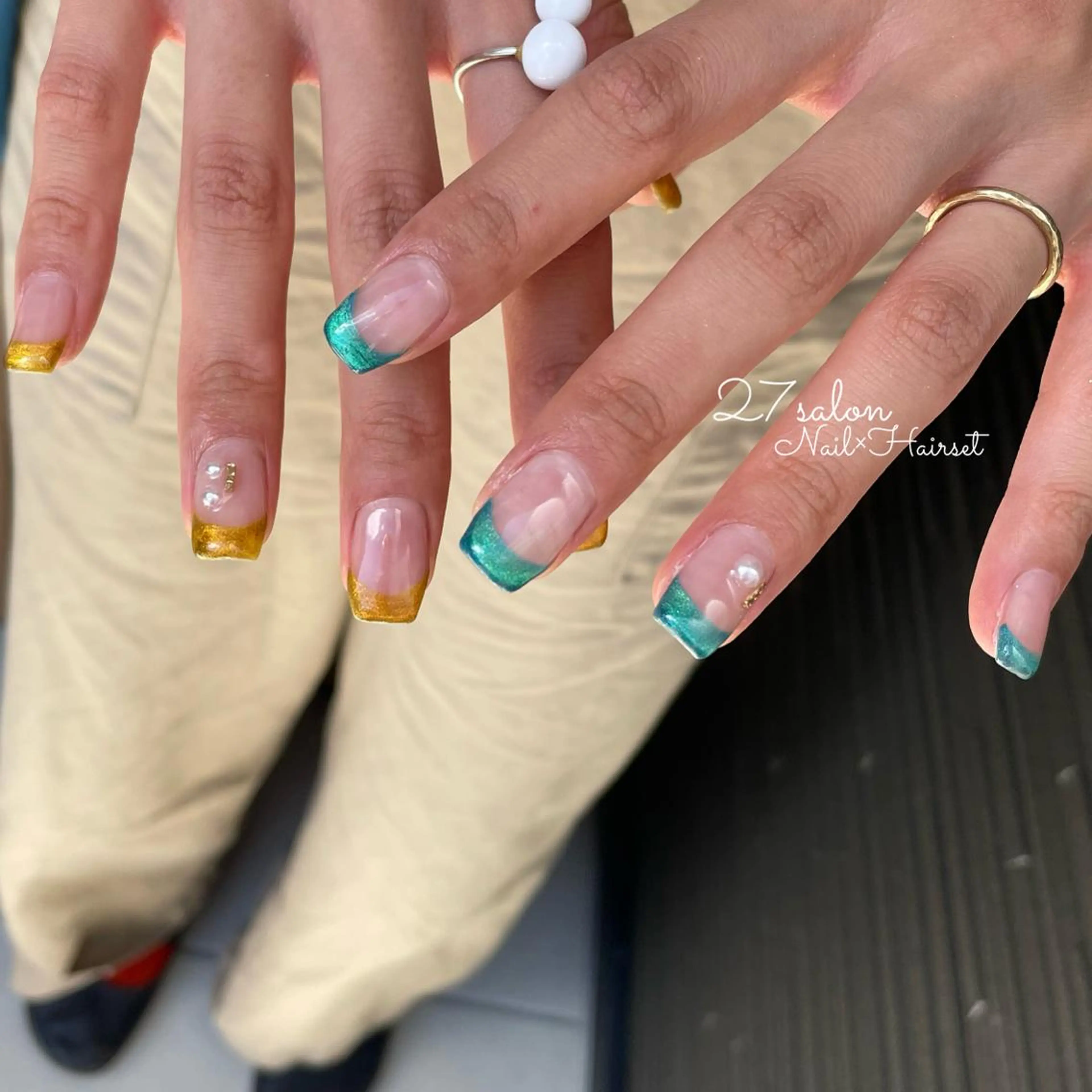 ネイル フレンチネイル マグネットネイル マグネットフレンチ 27salon yuinaのネイルデザイン