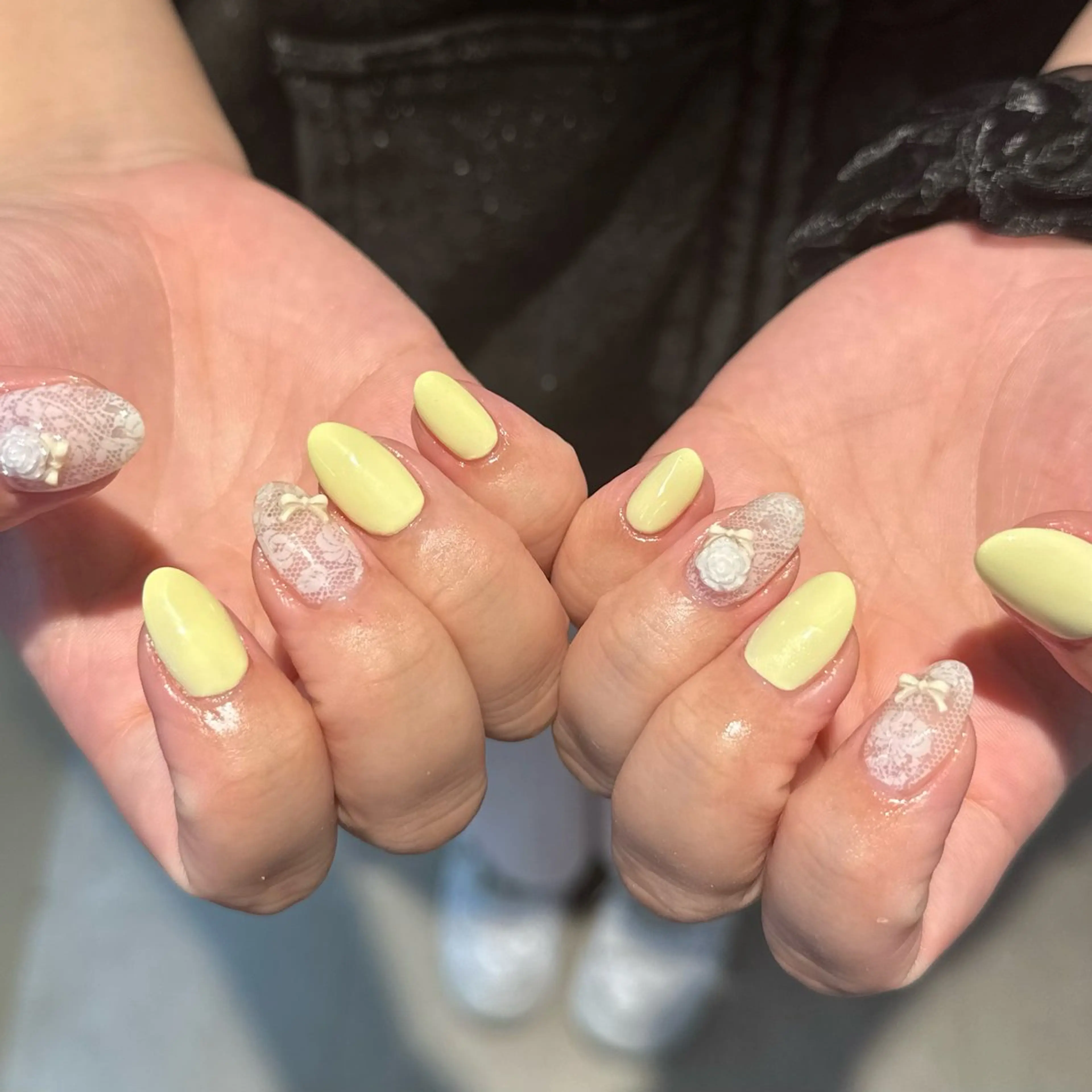 ネイル ジェルネイル レース パラジェル リボン シンプルネイル ハンドネイル fukuyasu rikaのネイルデザイン