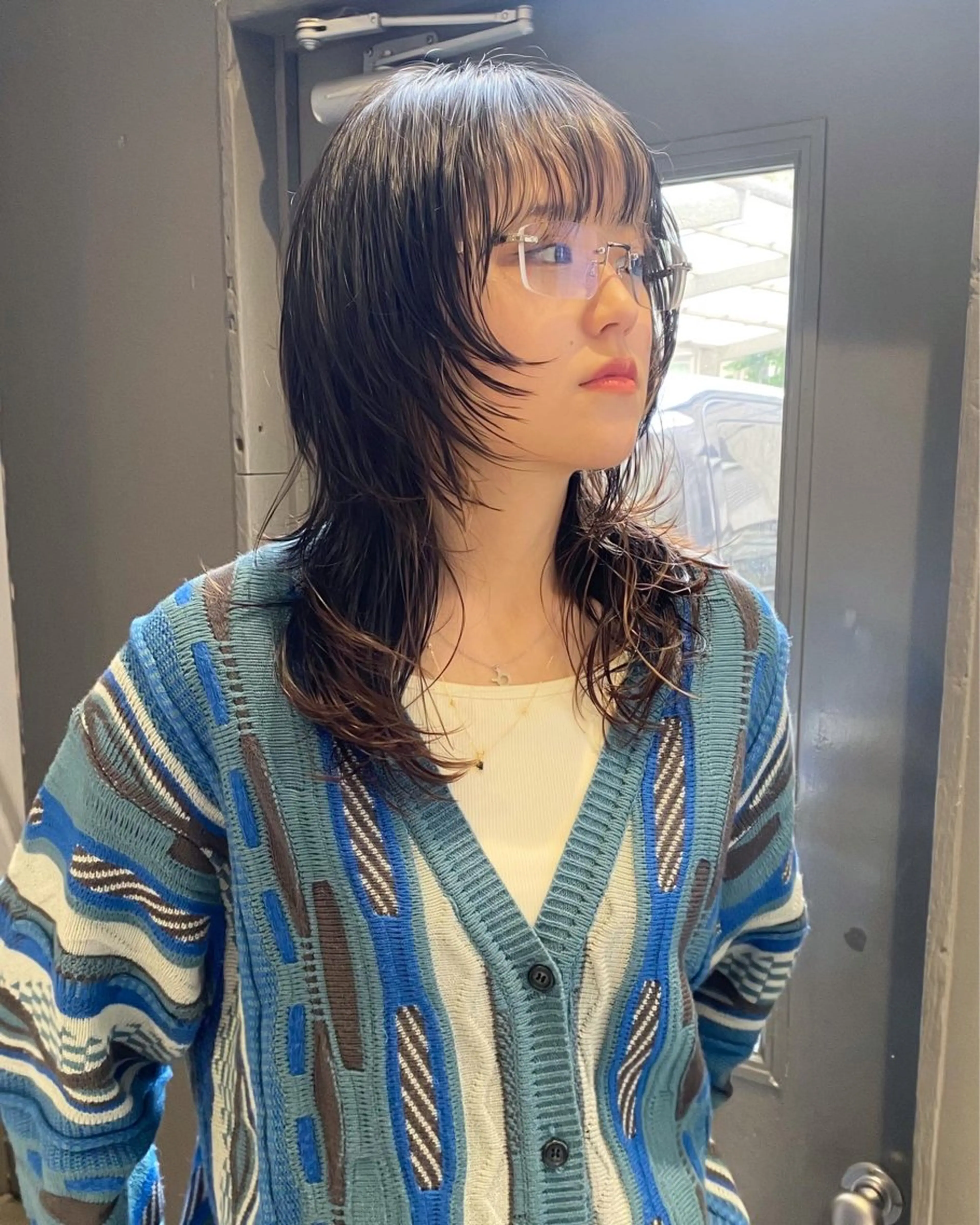 セミロング パーマ レイヤーカット ウルフカット ナツオ/ レイヤーカットのヘアスタイル