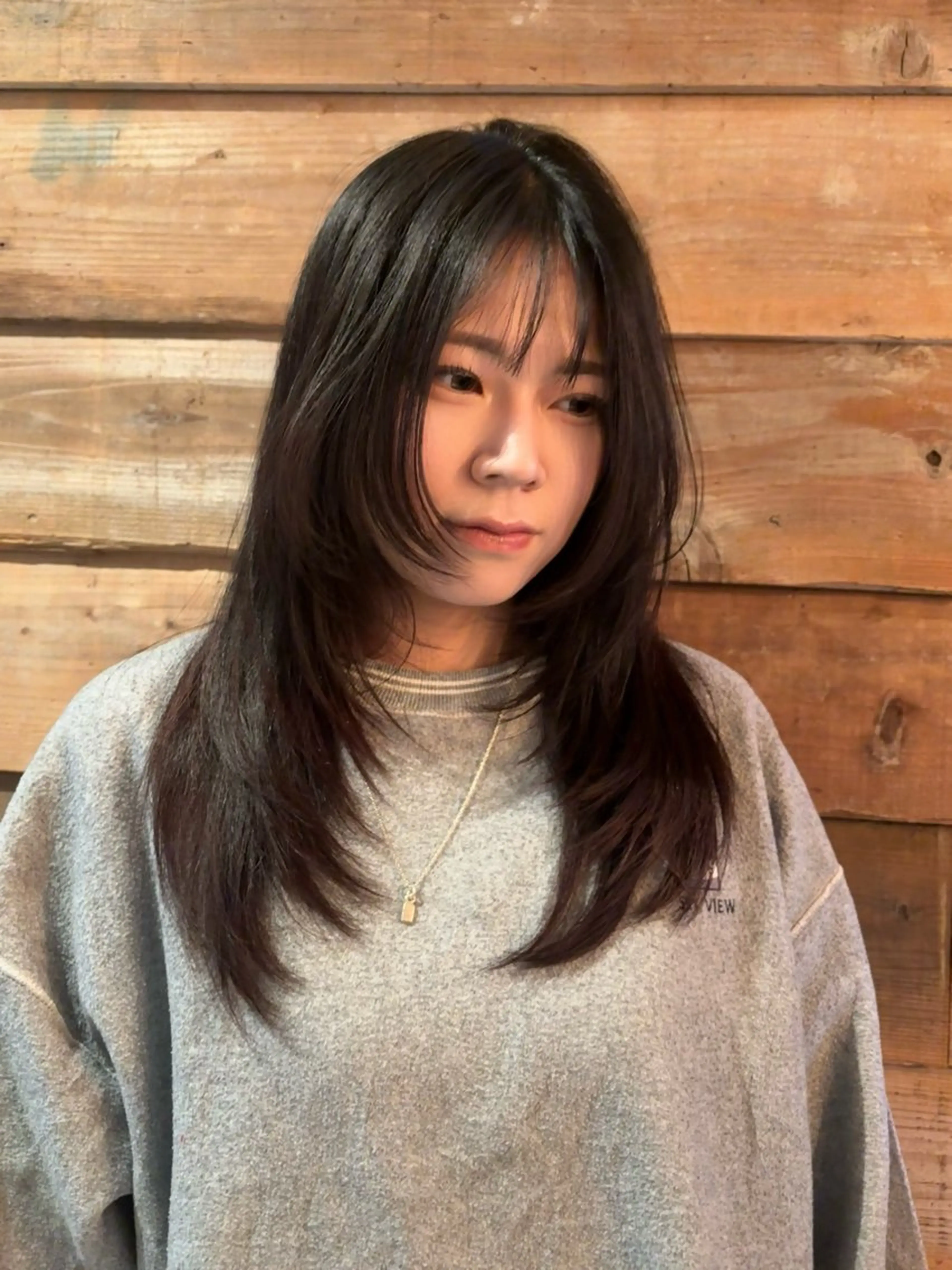 セミロング カラー パーマ カット ヘアカラー レイヤー/透明感/ ブリーチなし/わかなのヘアスタイル