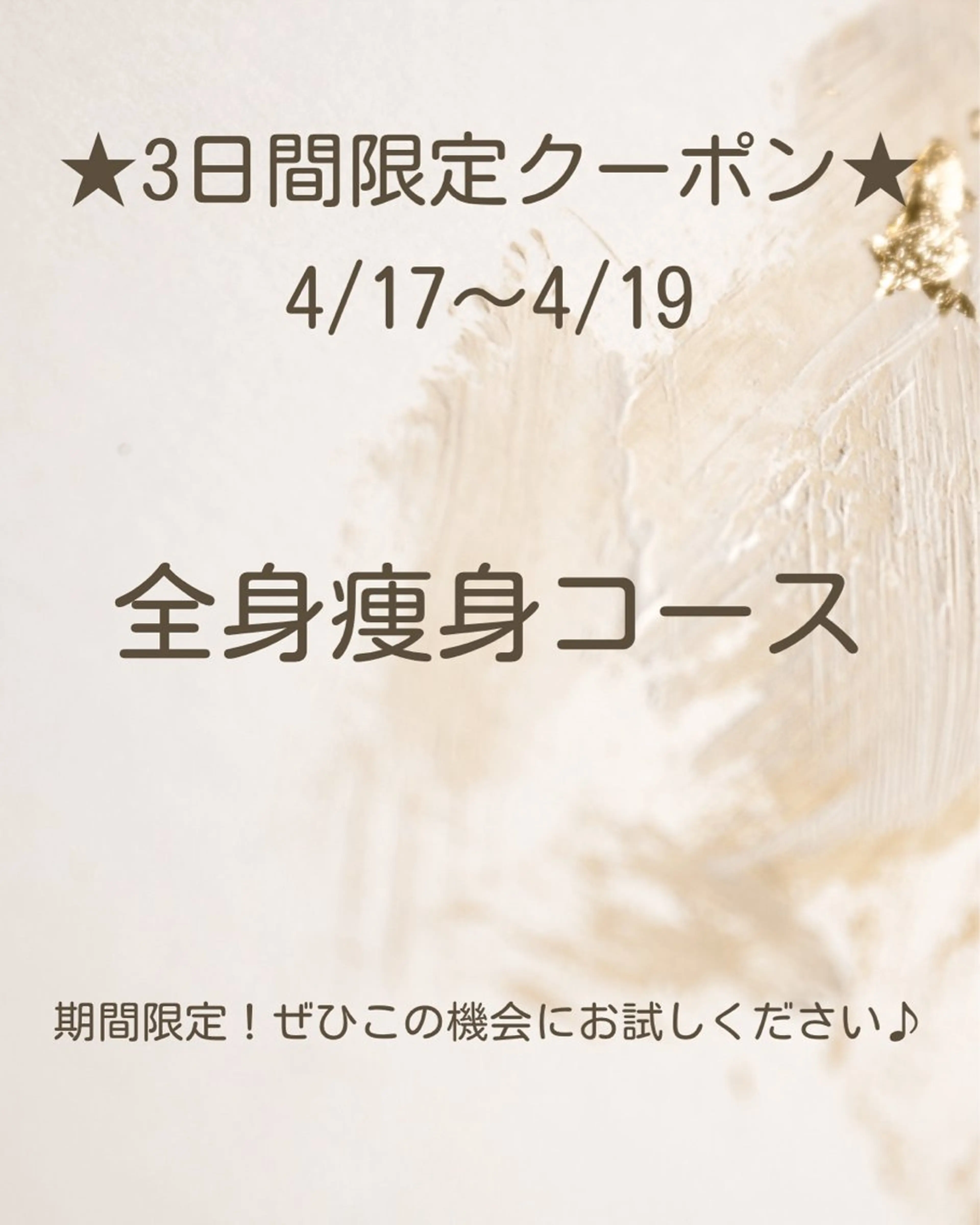 【4/17​〜​19限定】全身痩身2回チケットの写真