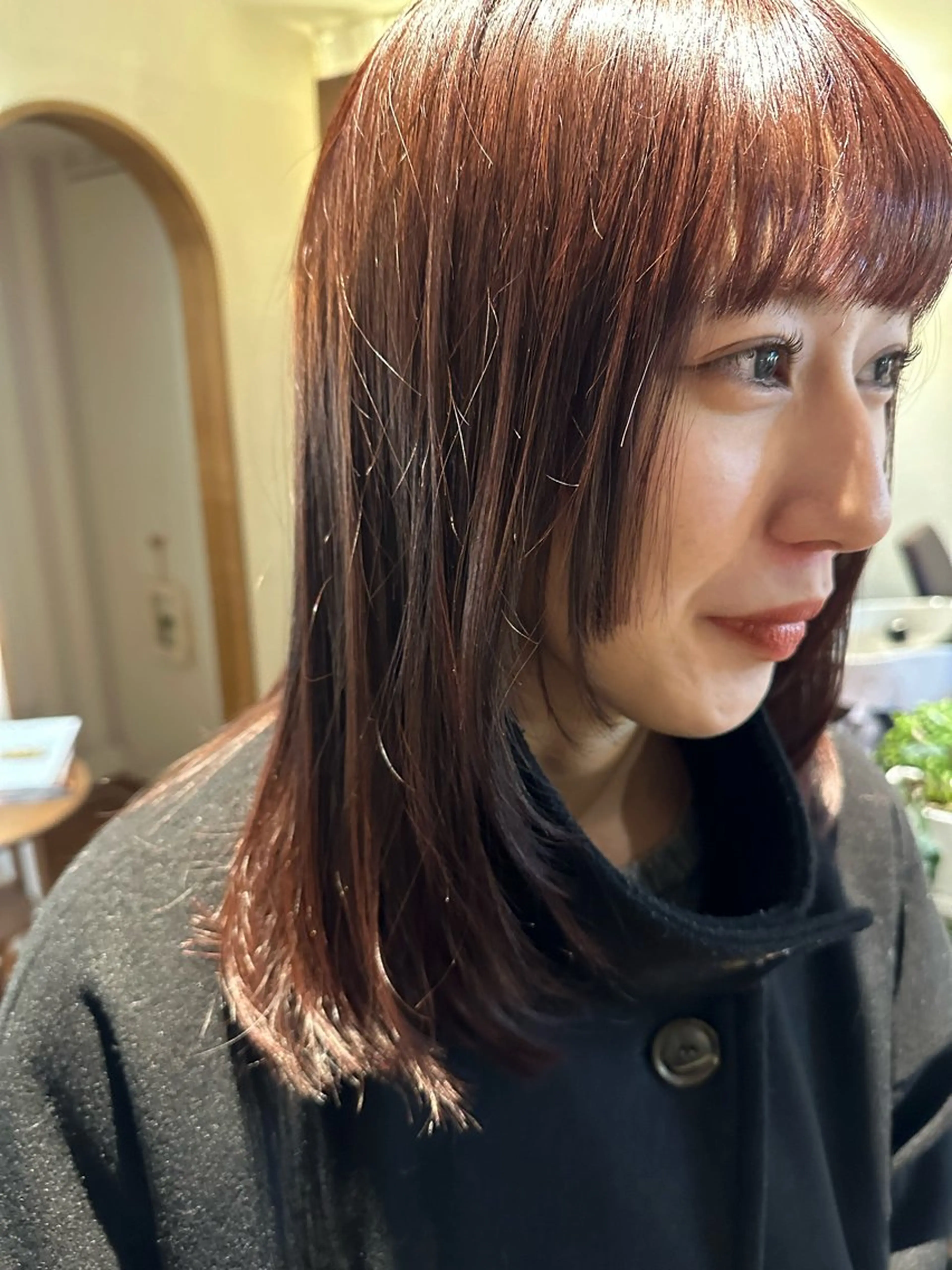 ミディアム カット ヘアカラー かつやま めいのヘアスタイル