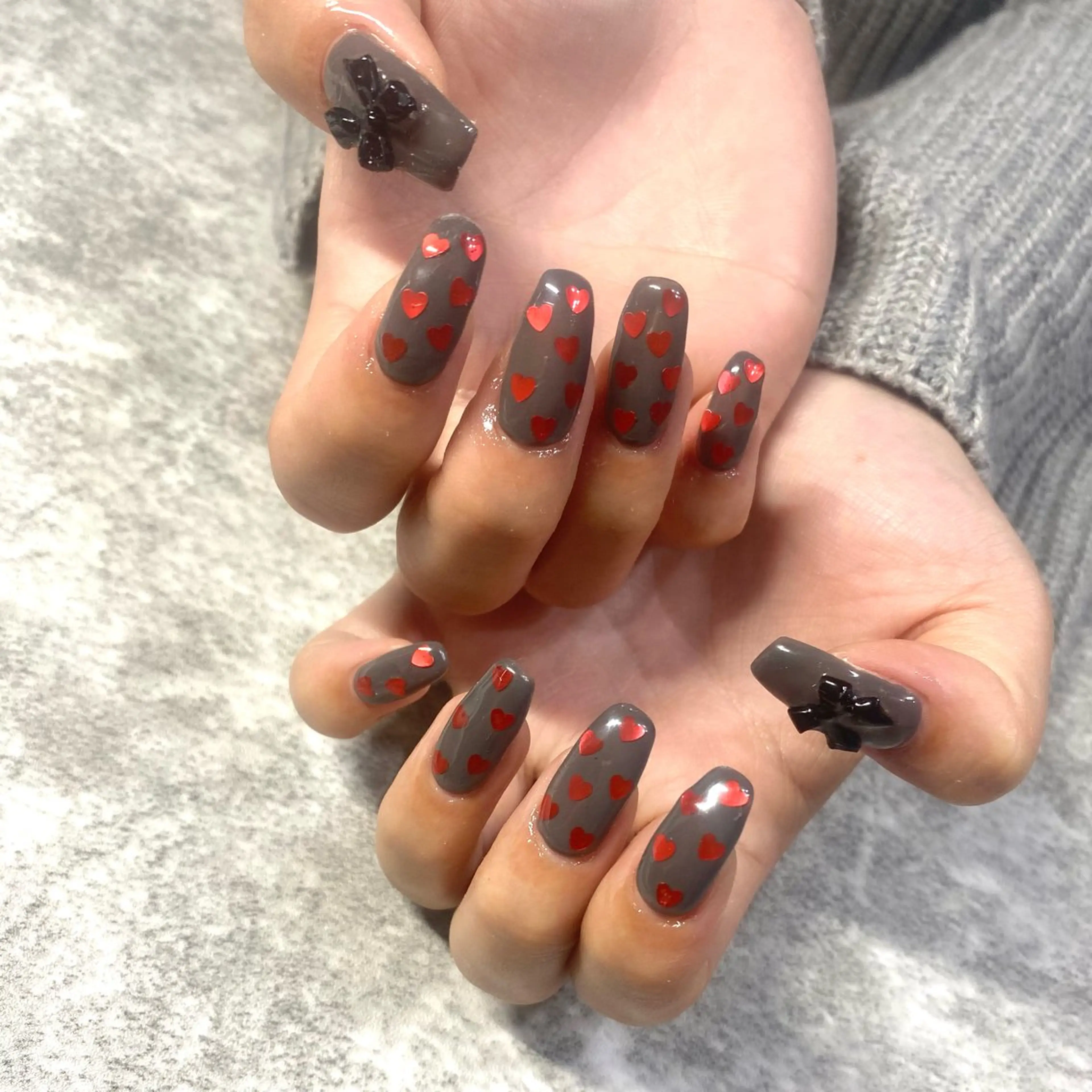 ネイル ハート 赤色 ハンドネイル ★Rinail... .のネイルデザイン