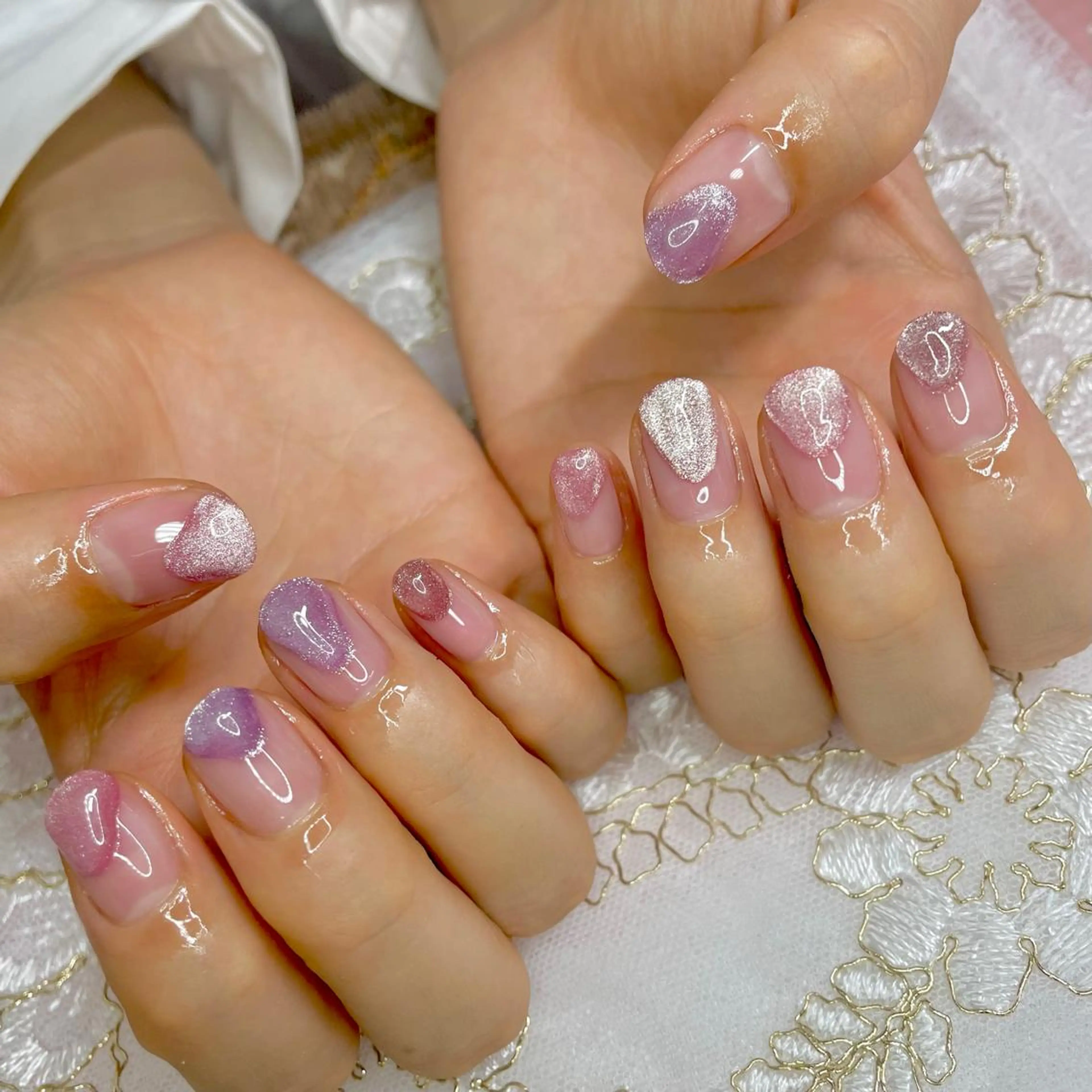 ネイル アートネイル オーロラネイル ジェルネイル 持ち込み ニュアンスネイル J terrace Nailのネイルデザイン
