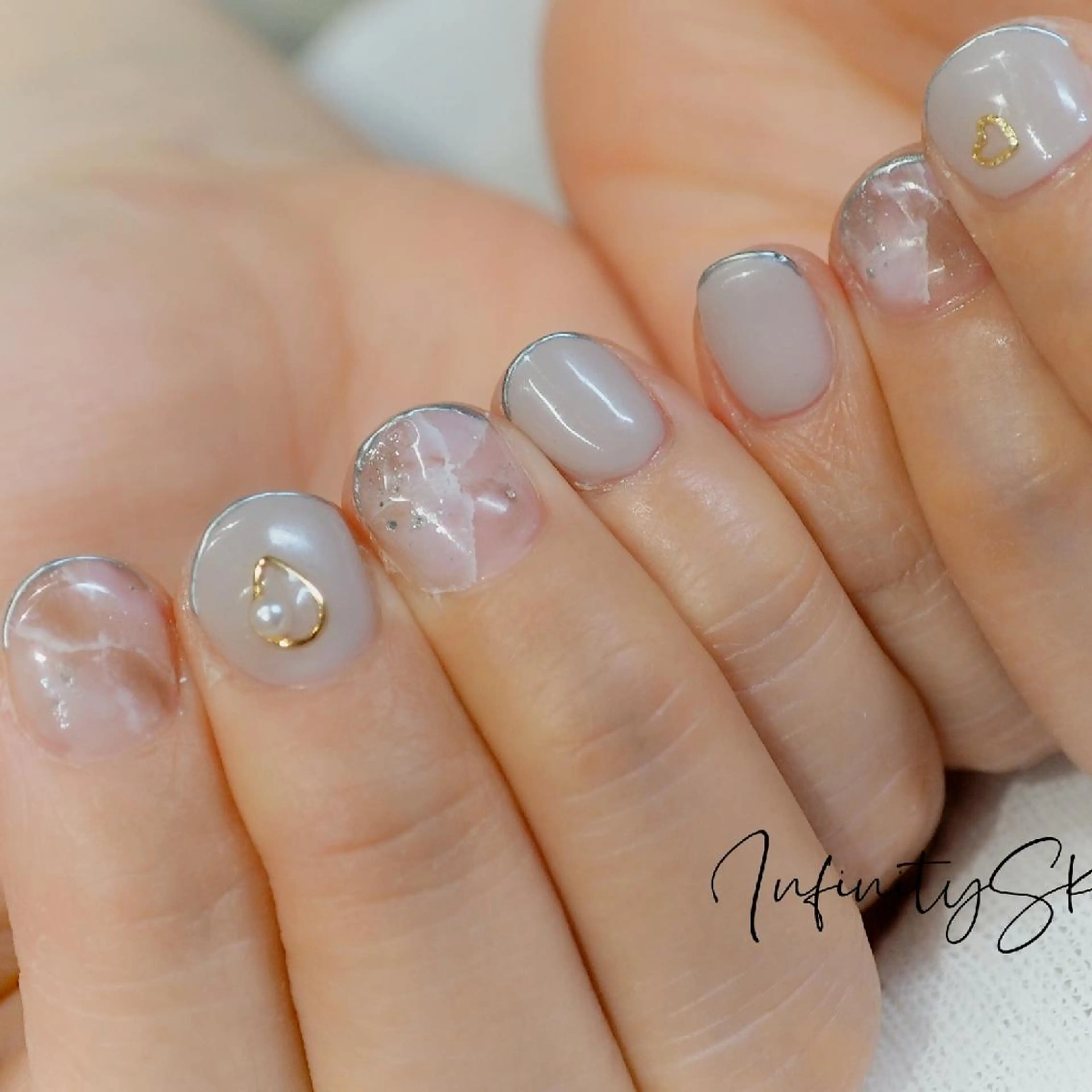 ネイル アートネイル 大理石ネイル(マーブル) ハンドネイル infinity skyのネイルデザイン