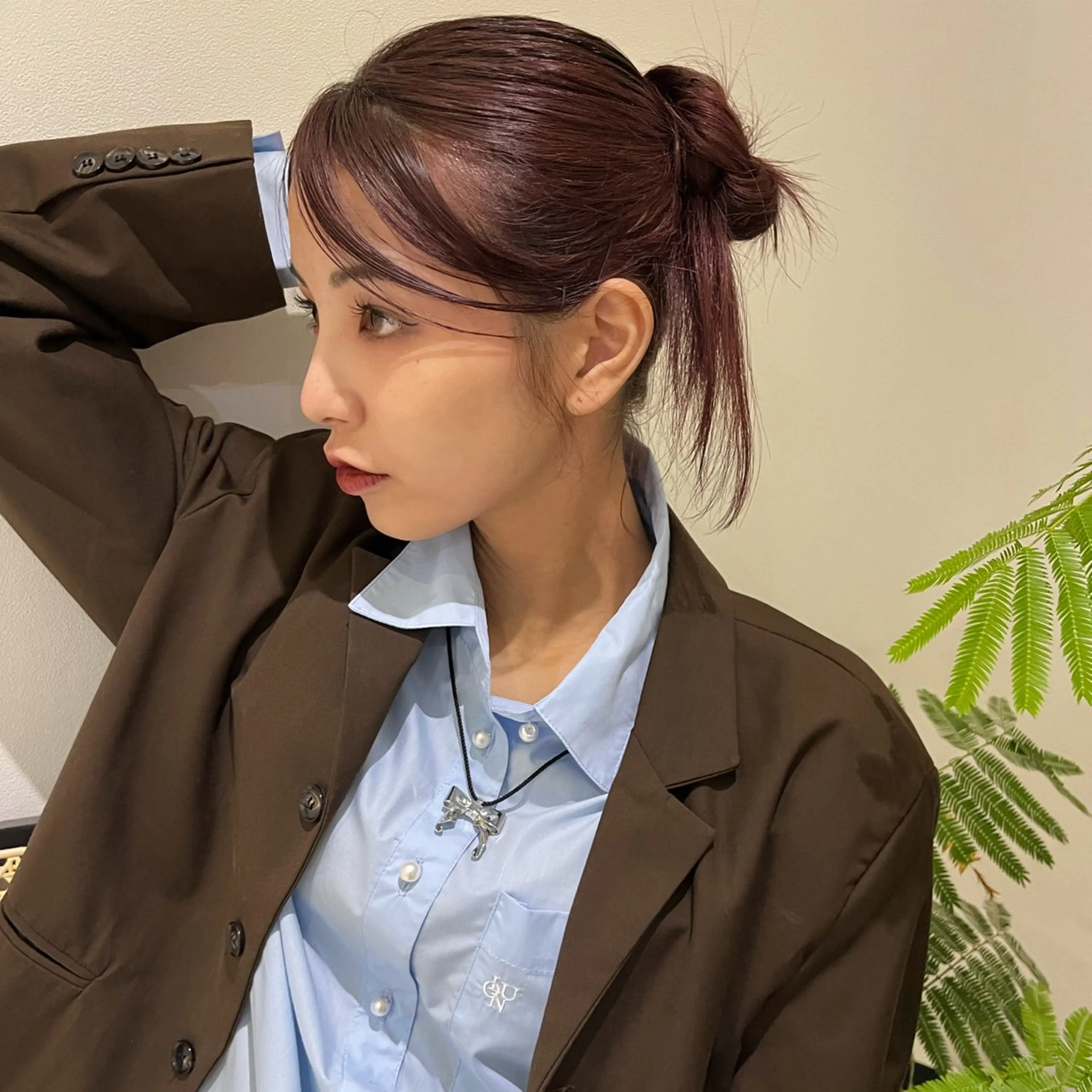 ロング カラー ブリーチ ブラウンカラー ブリーチなしカラー レッドカラー レッドブラウン ブリーチなしカラー ダブルカラーエクステのヘアスタイル