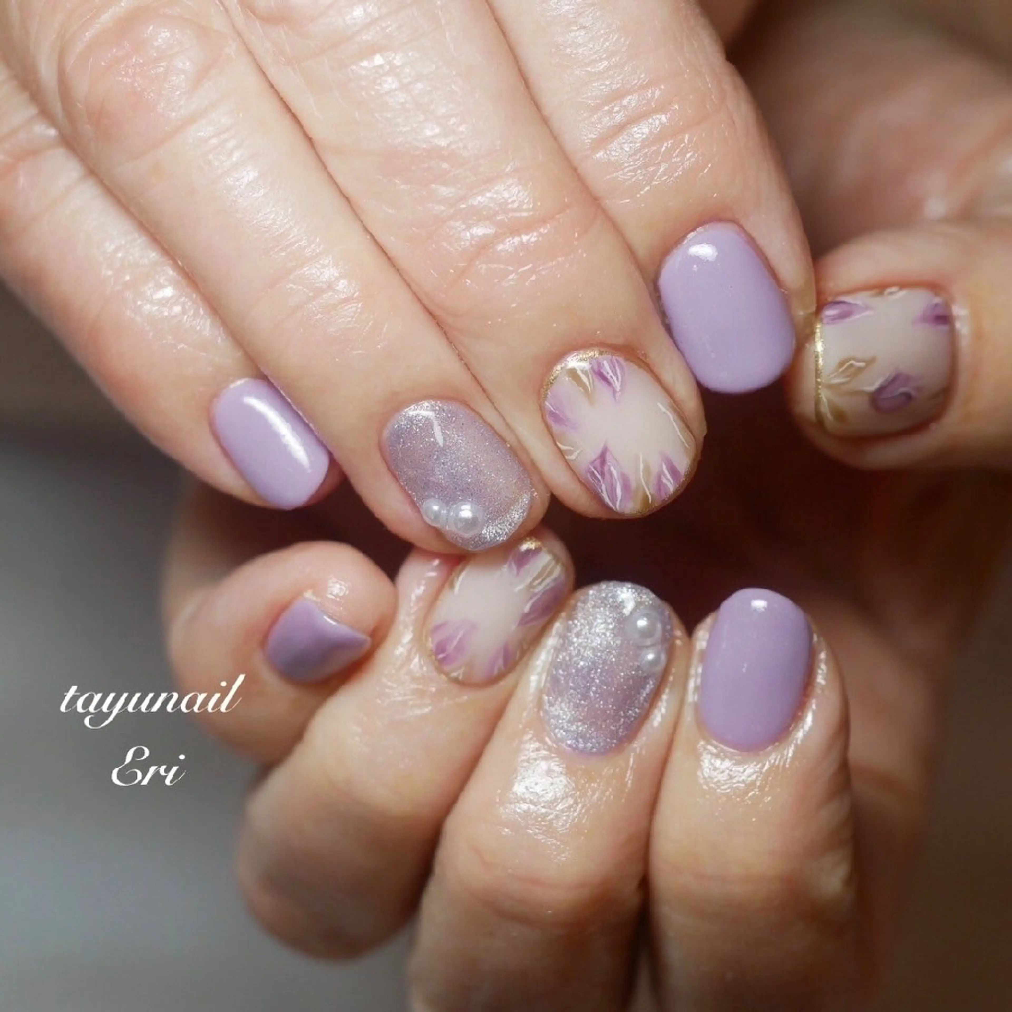 ネイル ジェルネイル パラジェル パープル 春ネイル ネイルサロン 【たゆnail】のネイルデザイン
