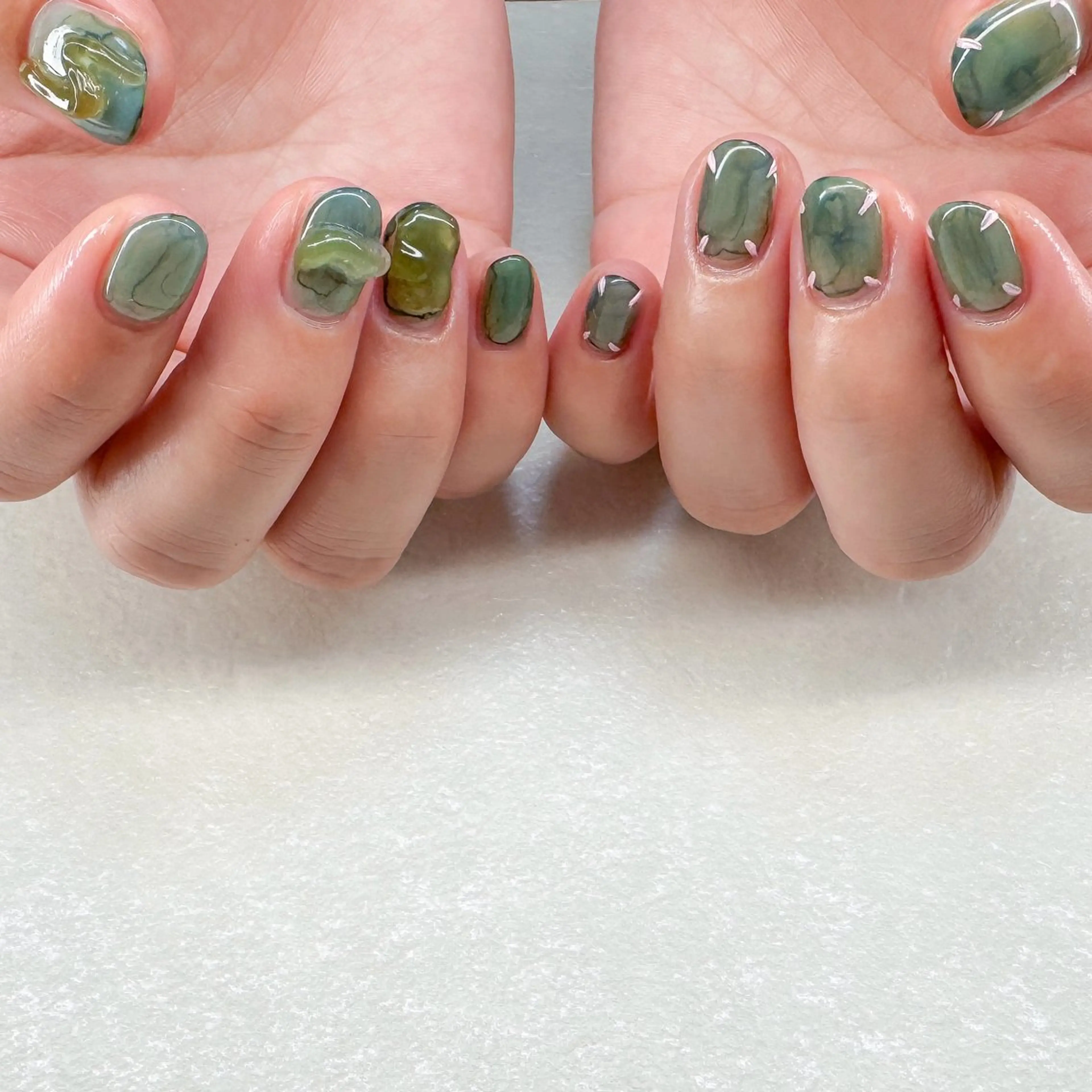 ネイル ニュアンスネイル ピンク ぷっくりネイル ハンドネイル pointillé .ayaのネイルデザイン