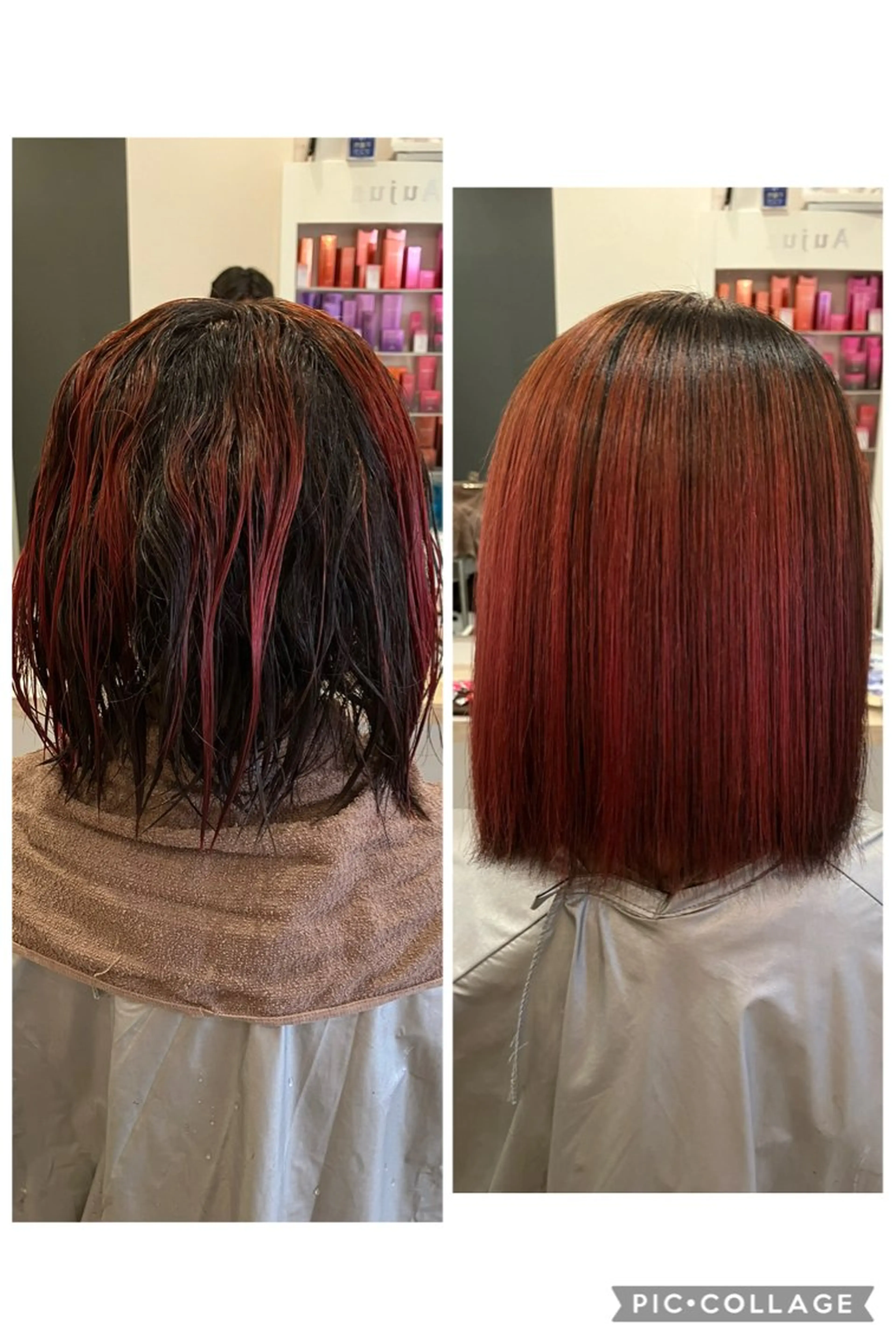 ミディアム パーマ 髪質改善 縮毛矯正 ブリーチ&ストレート 長谷川勇人のヘアスタイル