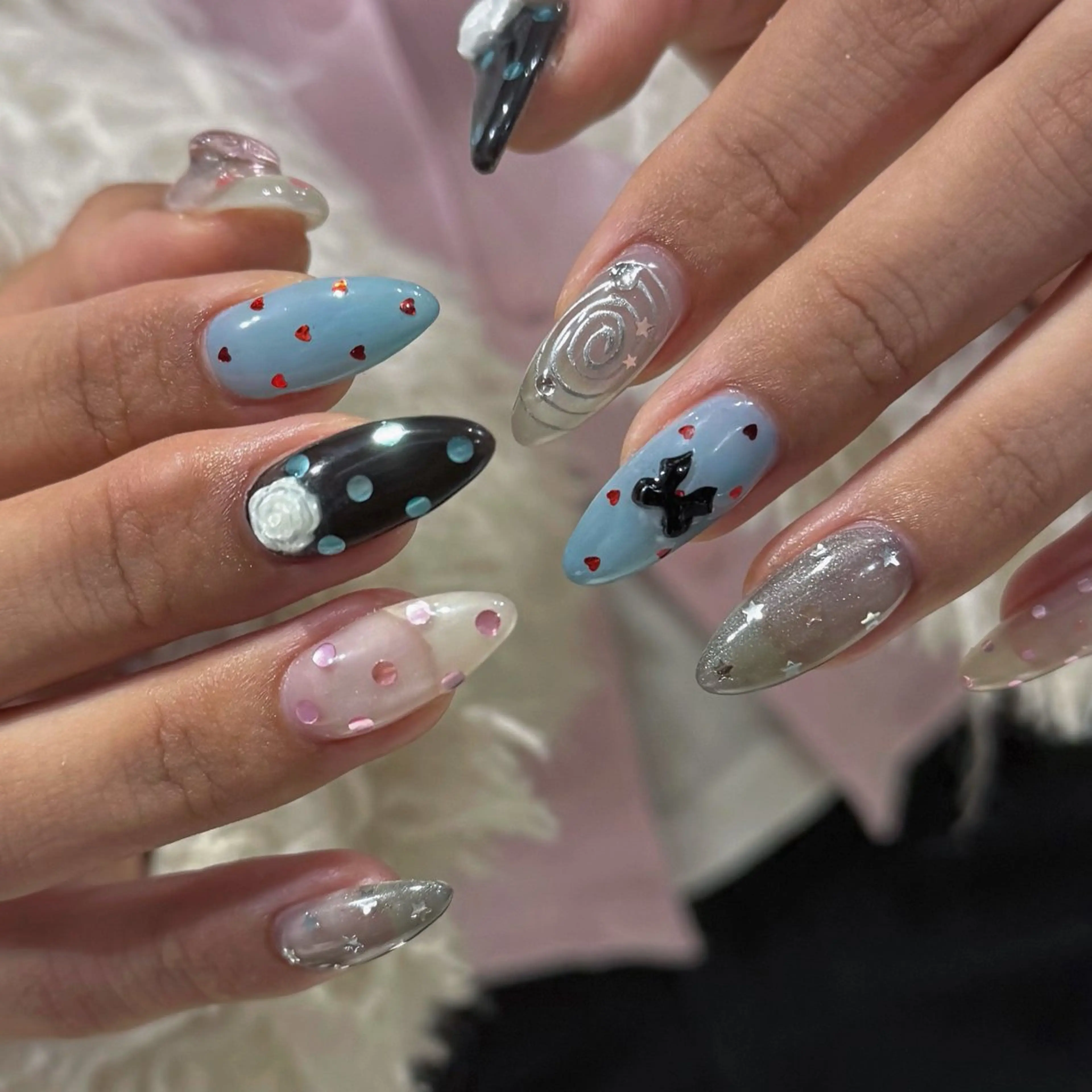 2回目以降🌟研修価格🌟💙【アート時間内やり放題ᯓ★】🦋⦅90分⦆おまかせ/持ち込みOK/パーツ付の写真