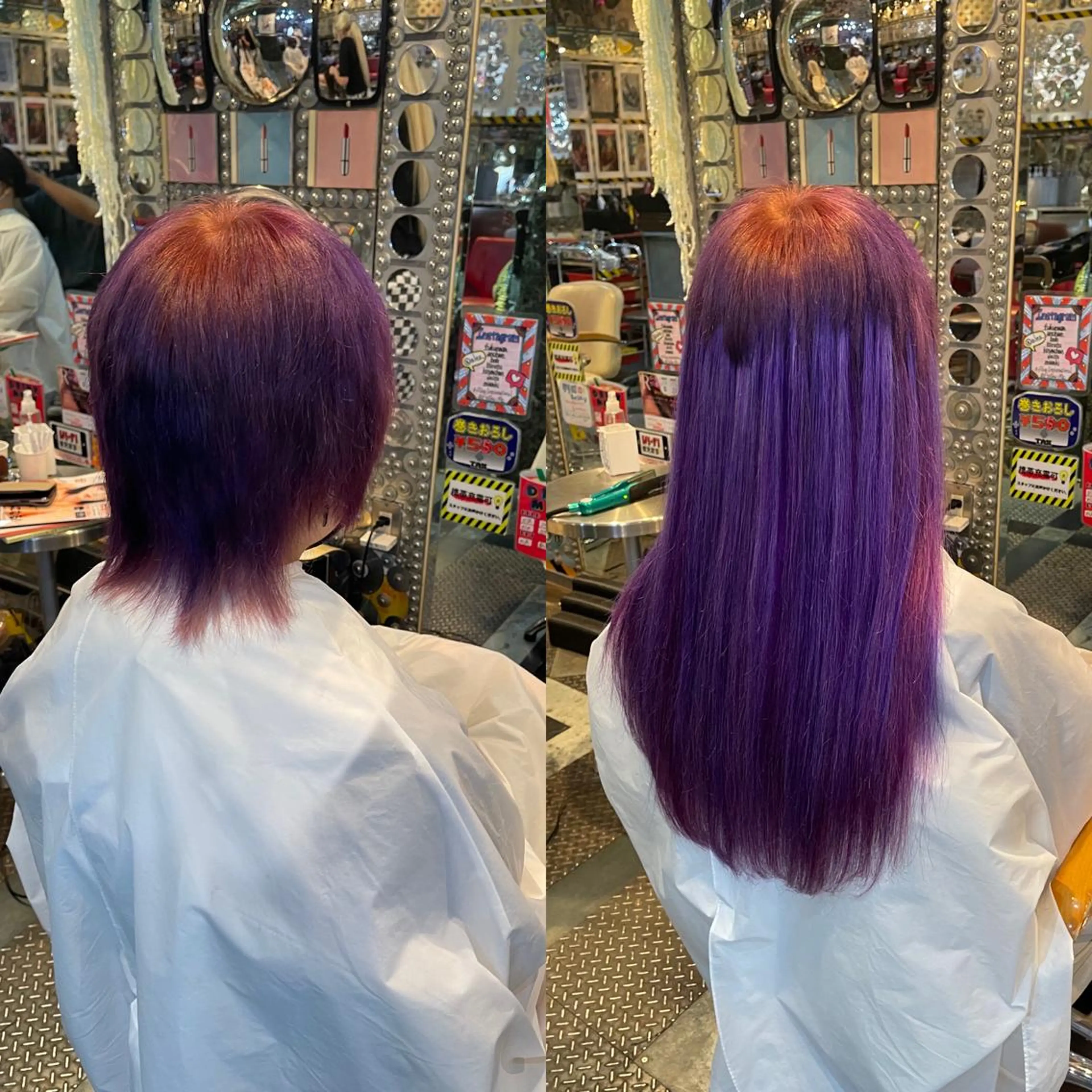 ショート カラー ヘアアレンジ マツエク・マツパ 編み込みエクステ プルエクステ シールエクステ ハイトーンカラー パープルカラー 🌈派手髪エクステ ブレイズ🌈ひろとのヘアスタイル