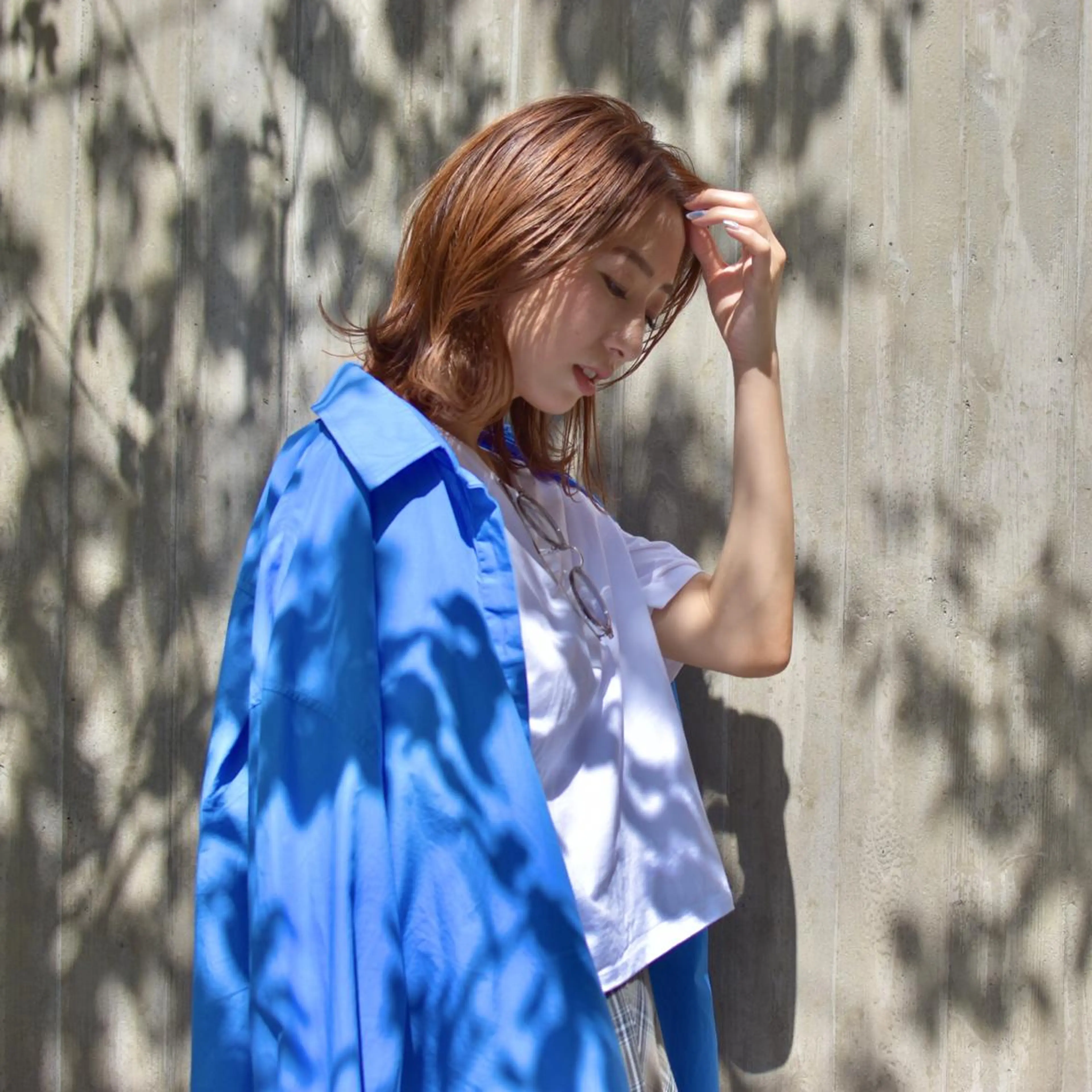 ミディアム アッシュ 外国人風カラー ハイライト 髪質改善 韓国風ヘア カット ヘアカラー Lino by hoNuaのヘアスタイル