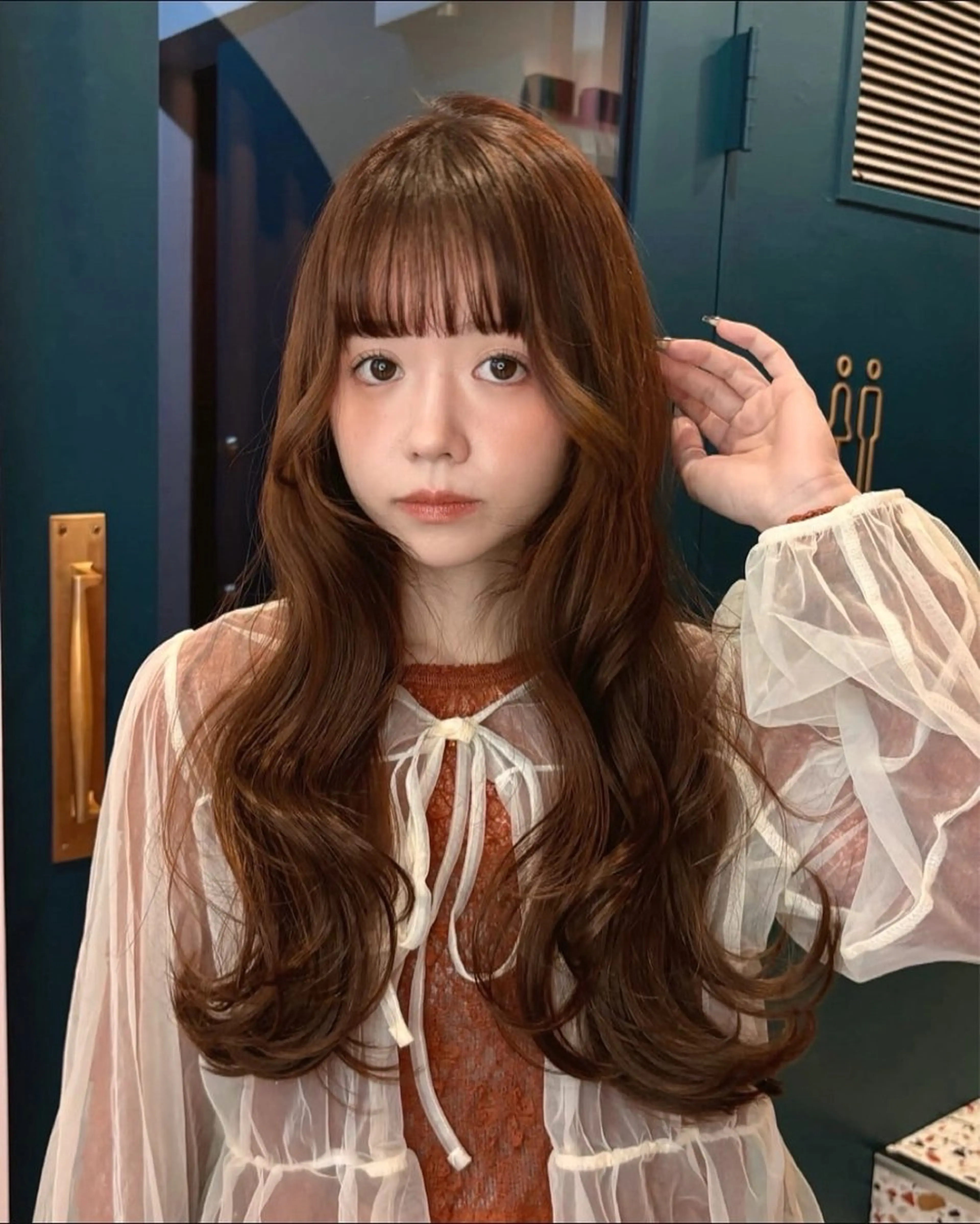 カラー 🐰チナ🐰 暖色ベージュ/顔周りのヘアスタイル