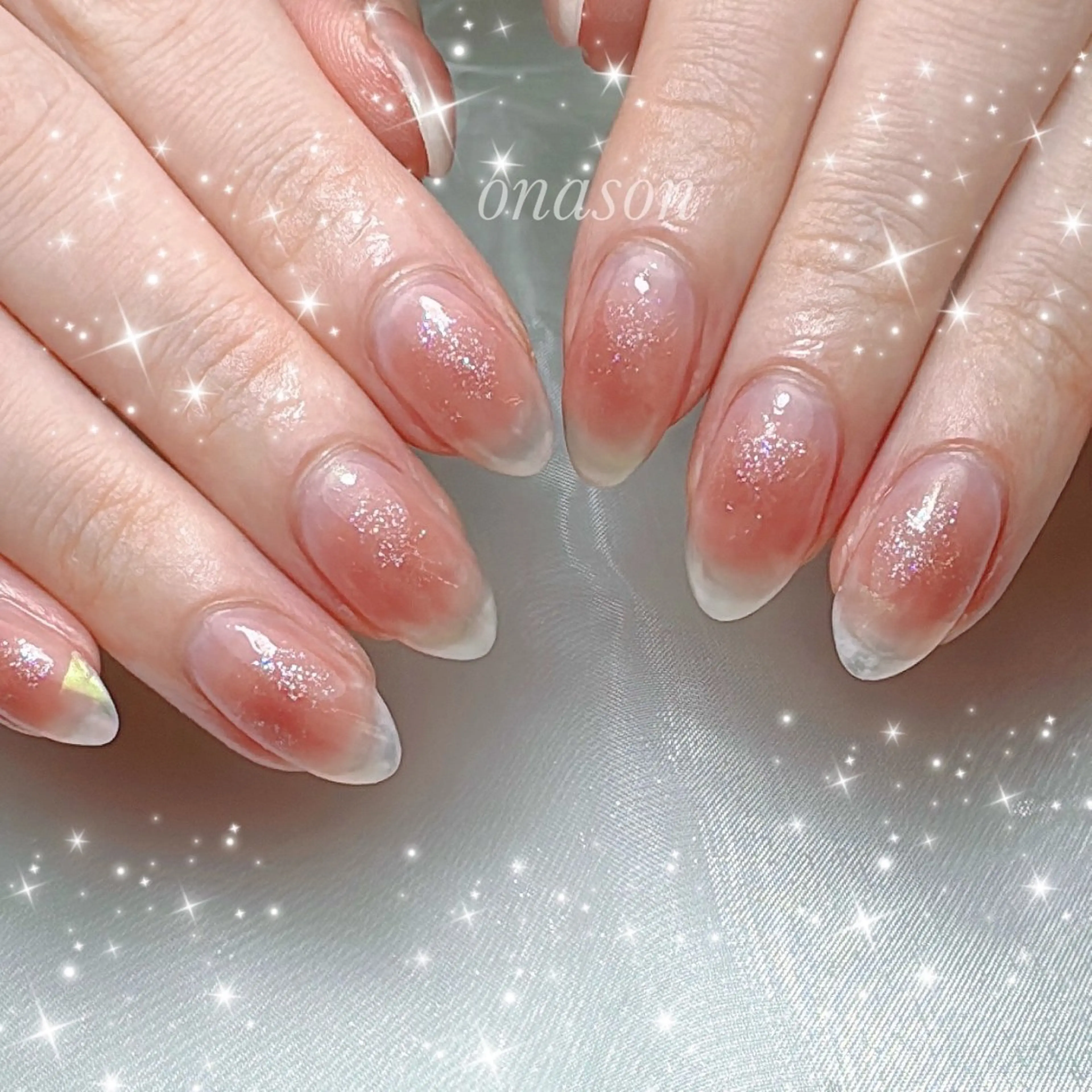 ネイル オーロラネイル チークネイル フレンチネイル ハンドネイル NailOnason ナナのネイルデザイン