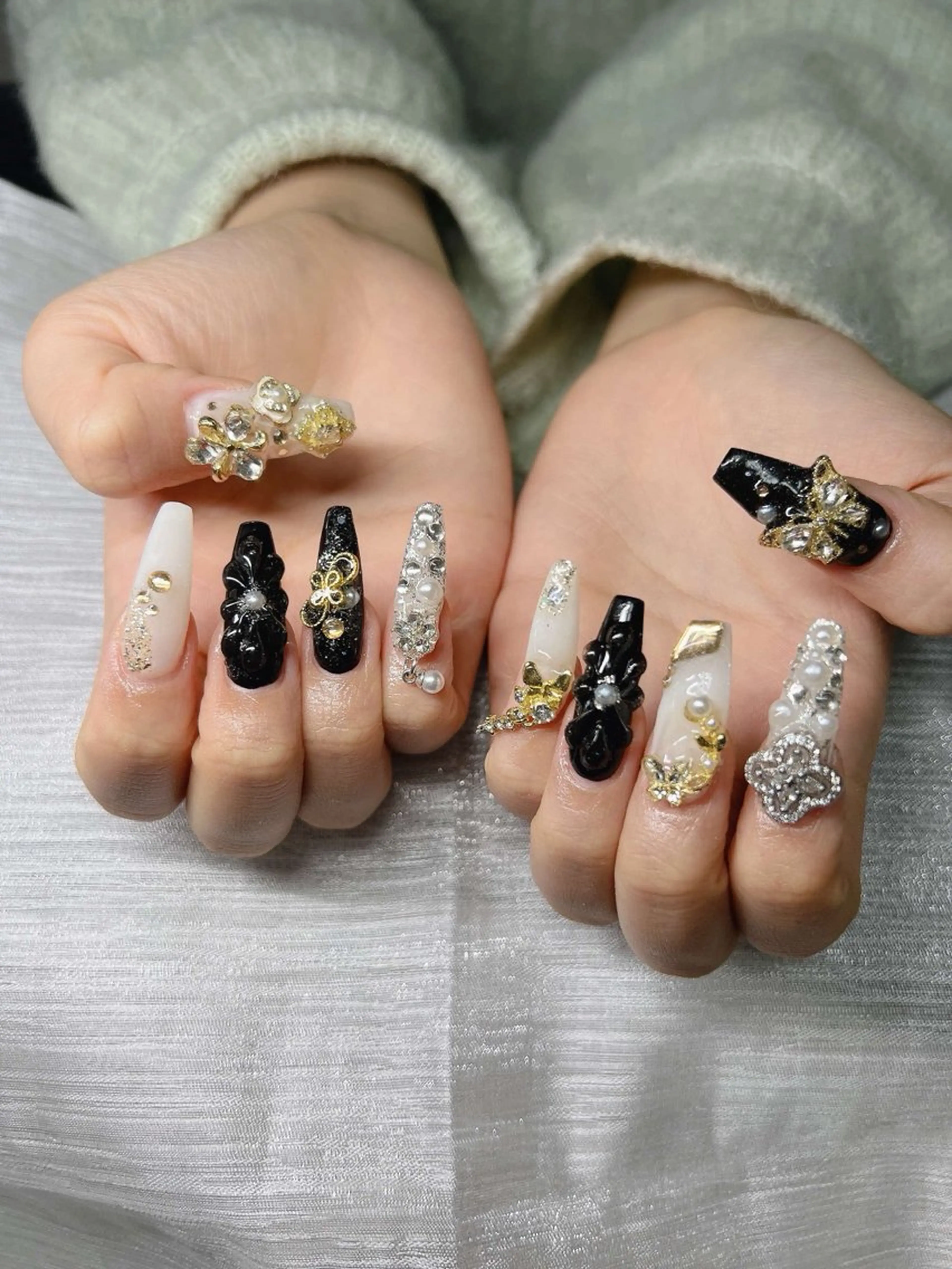 ネイル 長さ出し グラデーション キラキラネイル マグネットネイル ミラーネイル Lee Nails チップ長さだし専門店のネイルデザイン