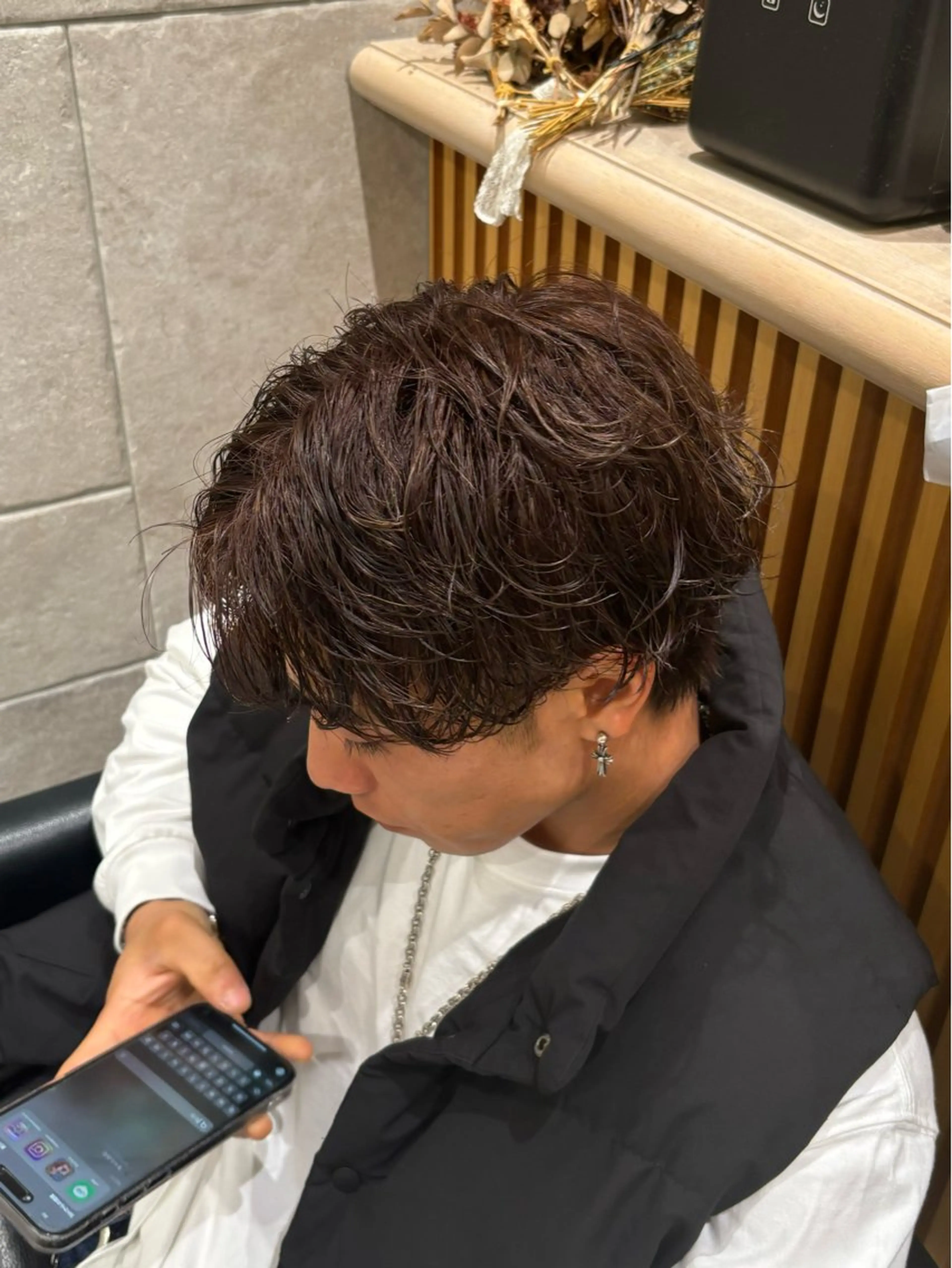 カラー メンズパーマ、スパ イキー、上野星也のヘアスタイル