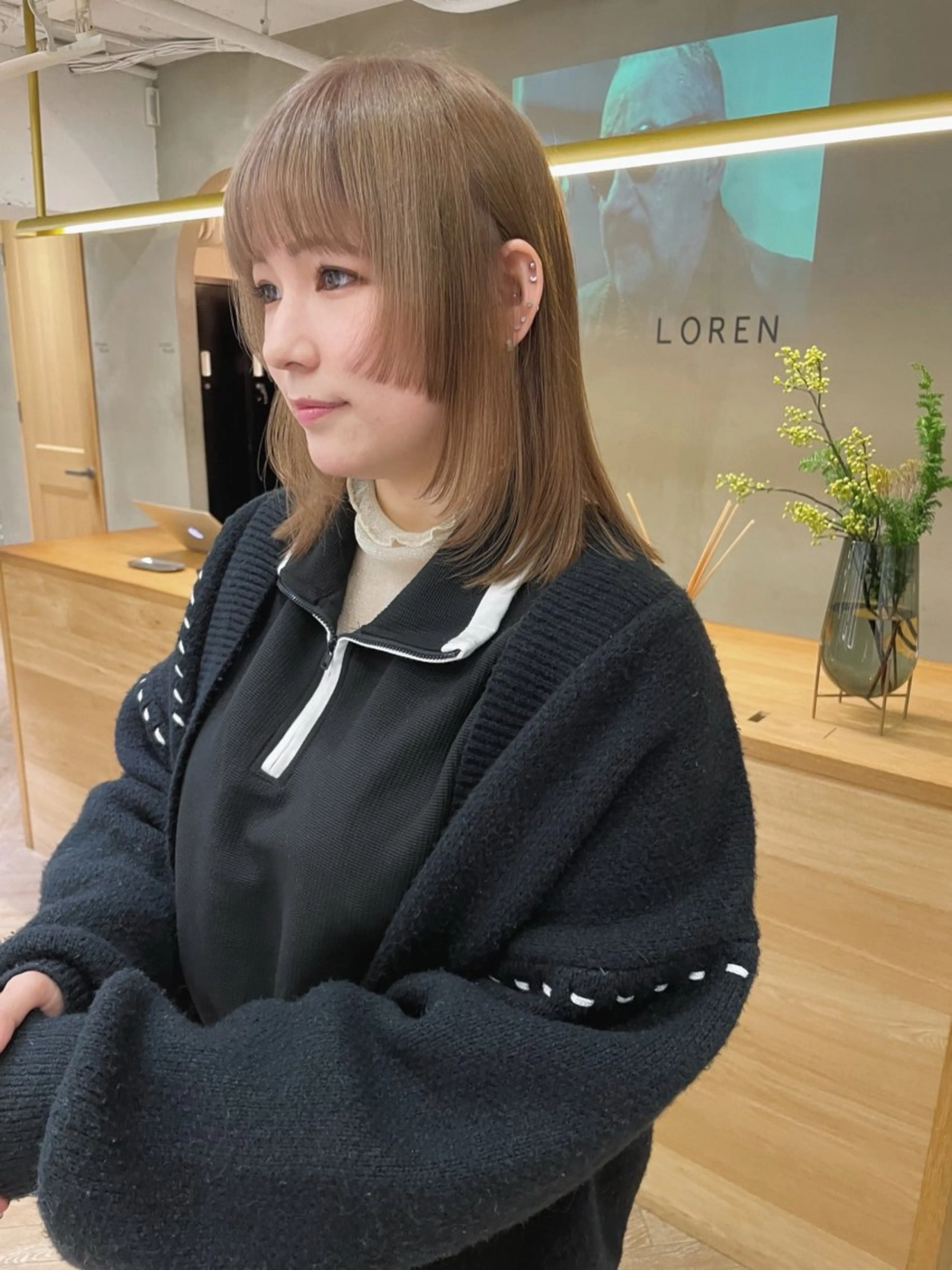 ミディアム カット ヘアカラー トリートメント レイヤーカット/暖色 カラー/mao🎀のヘアスタイル