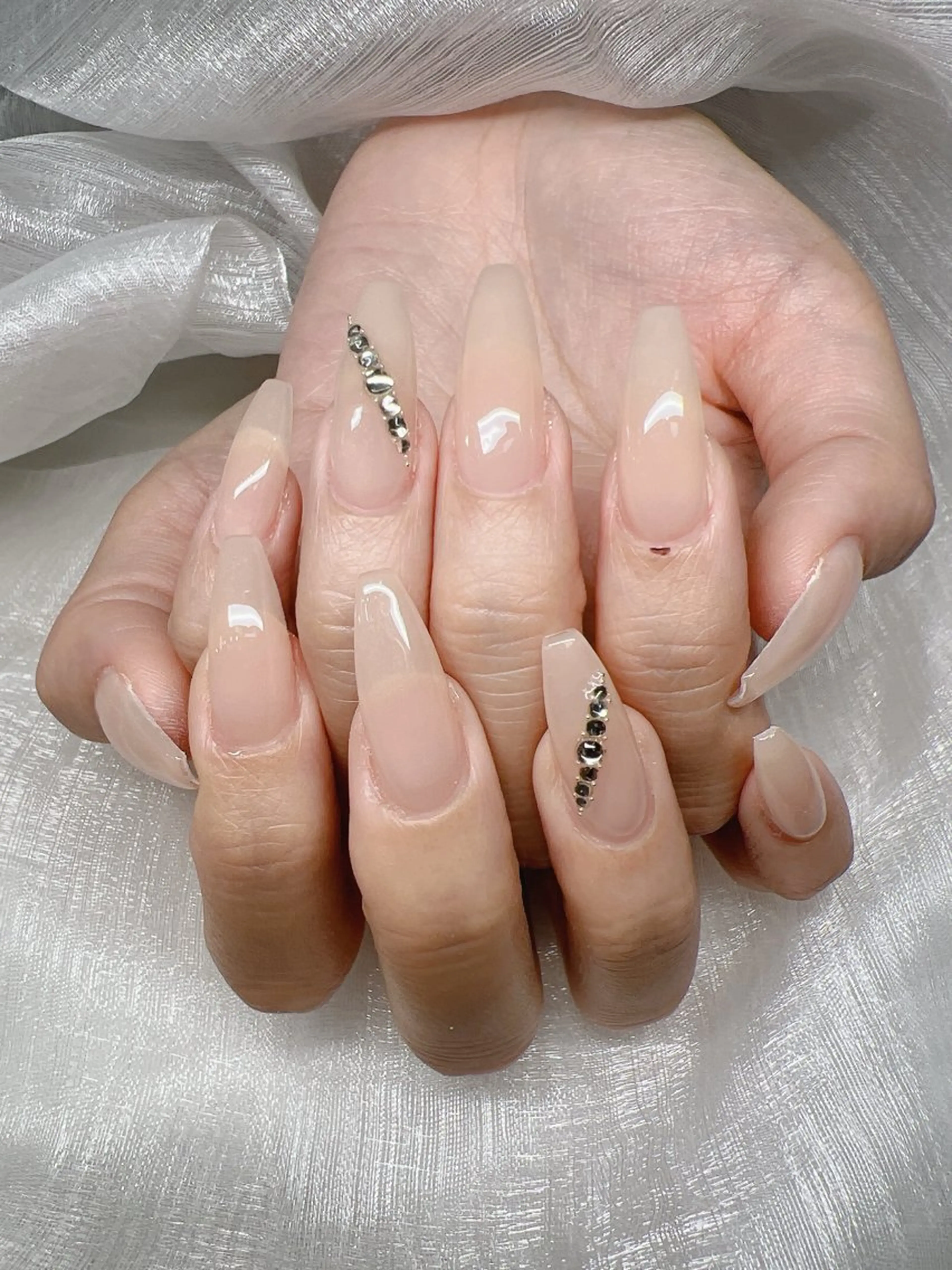 ネイル 長さ出し グラデーション 卒業式 キラキラネイル マグネットネイル ハンドネイル Lee Nails チップ長さだし専門店のネイルデザイン