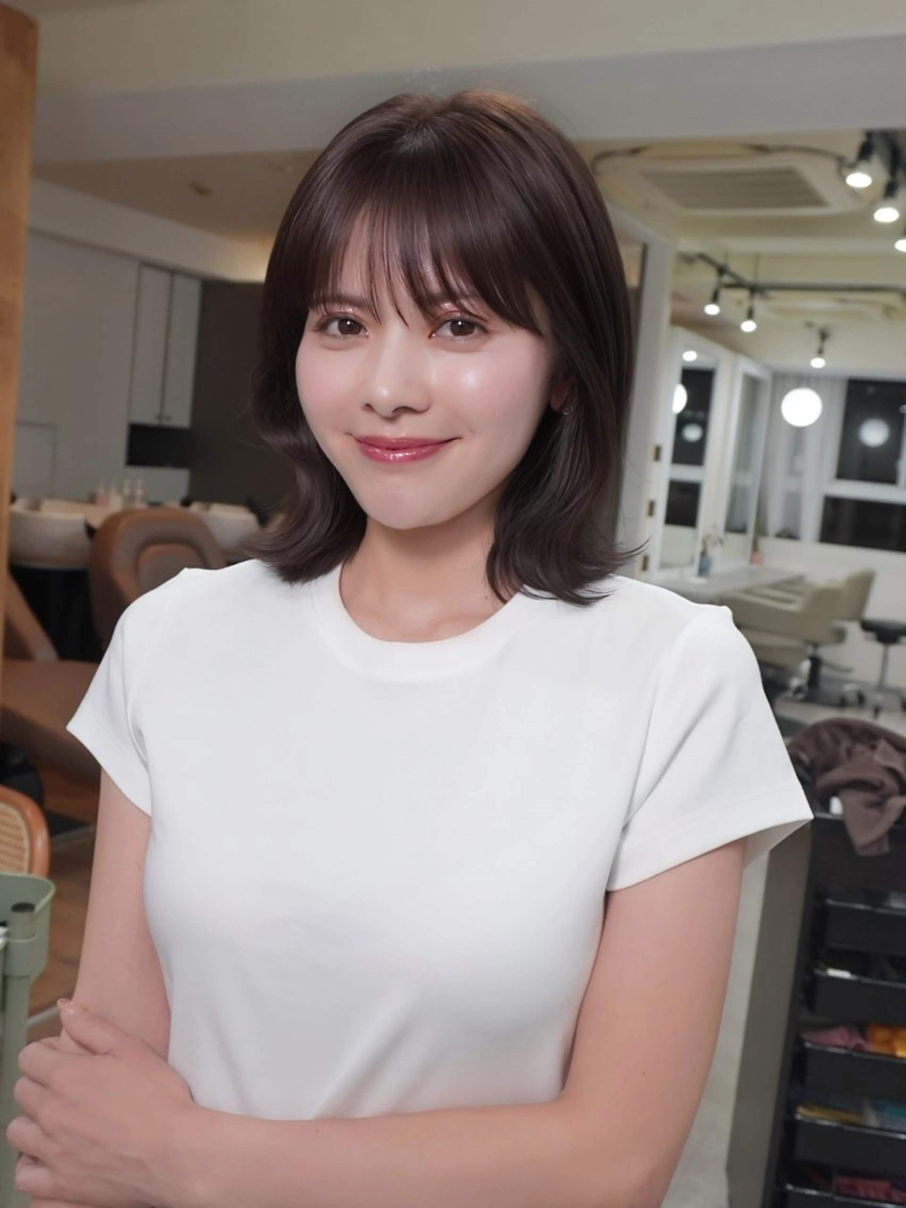 ミディアム コテ巻き/パーマ/艶 透明感/荻原凜太郎のヘアスタイル