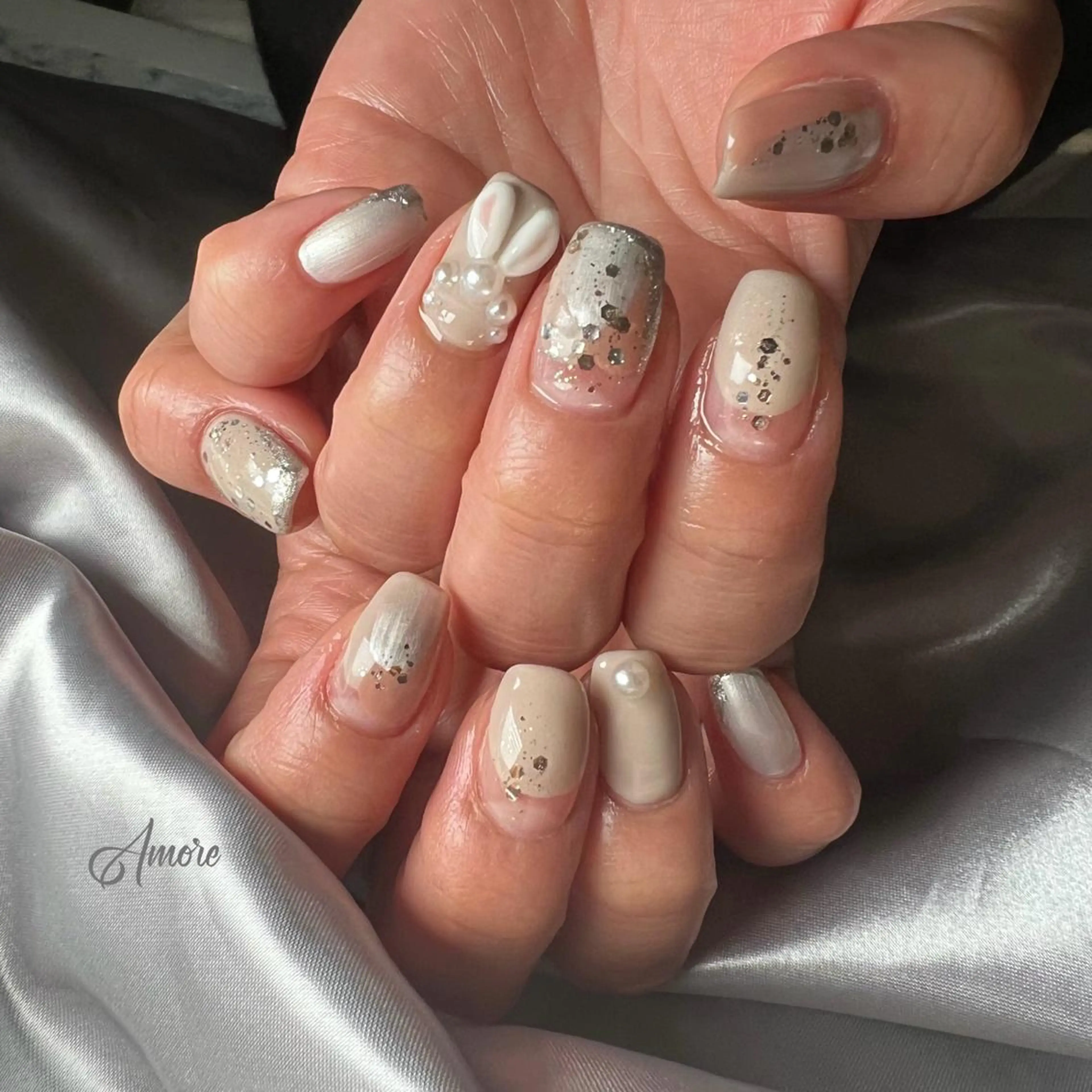 ネイル ジェルネイル ミラーネイル オフィスネイル パラジェル You kyehwaのネイルデザイン