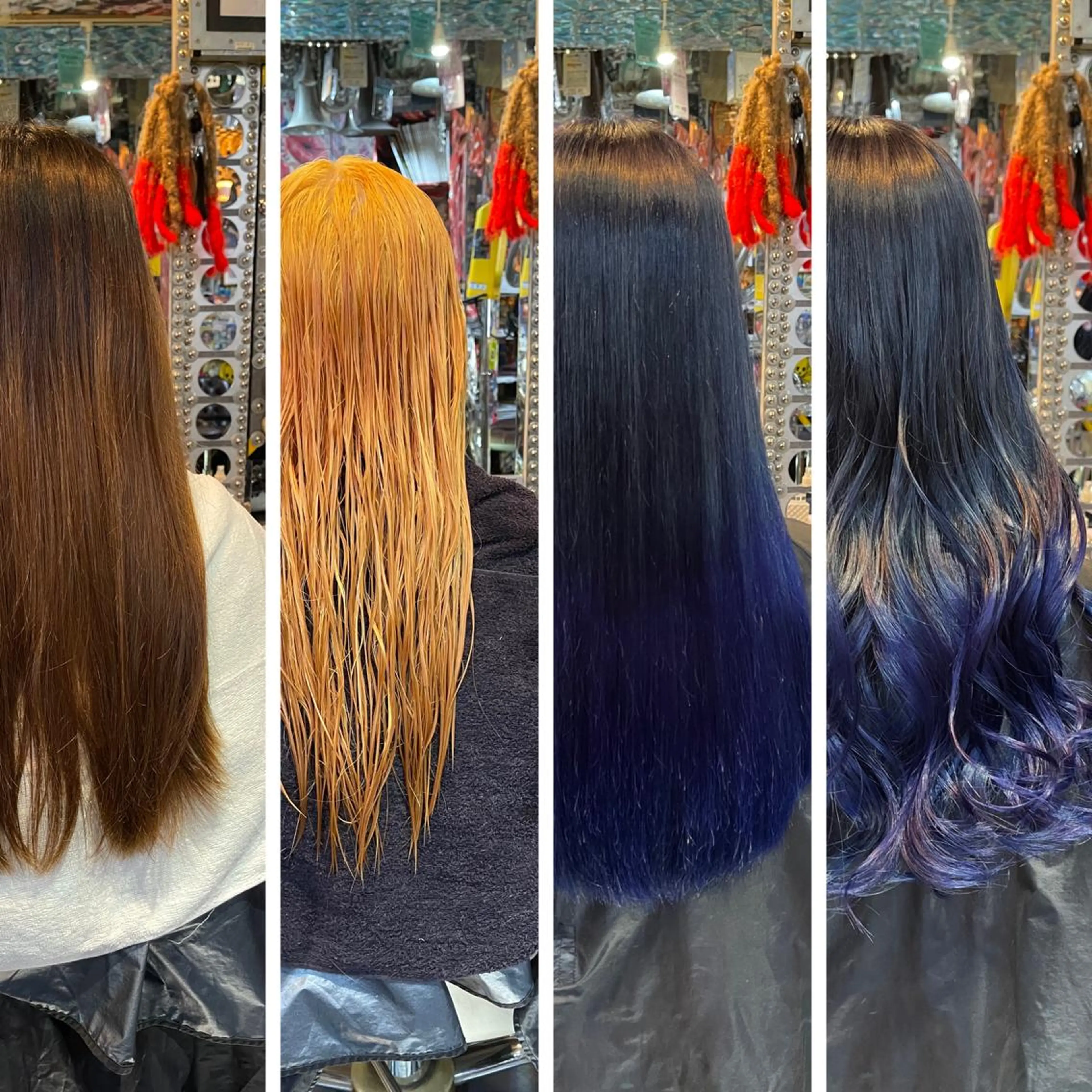 セミロング カラー ヘアアレンジ アッシュ ブリーチ ブルーカラー ブルーアッシュ ケアブリーチ 🌈派手髪エクステ ブレイズ🌈ひろとのヘアスタイル