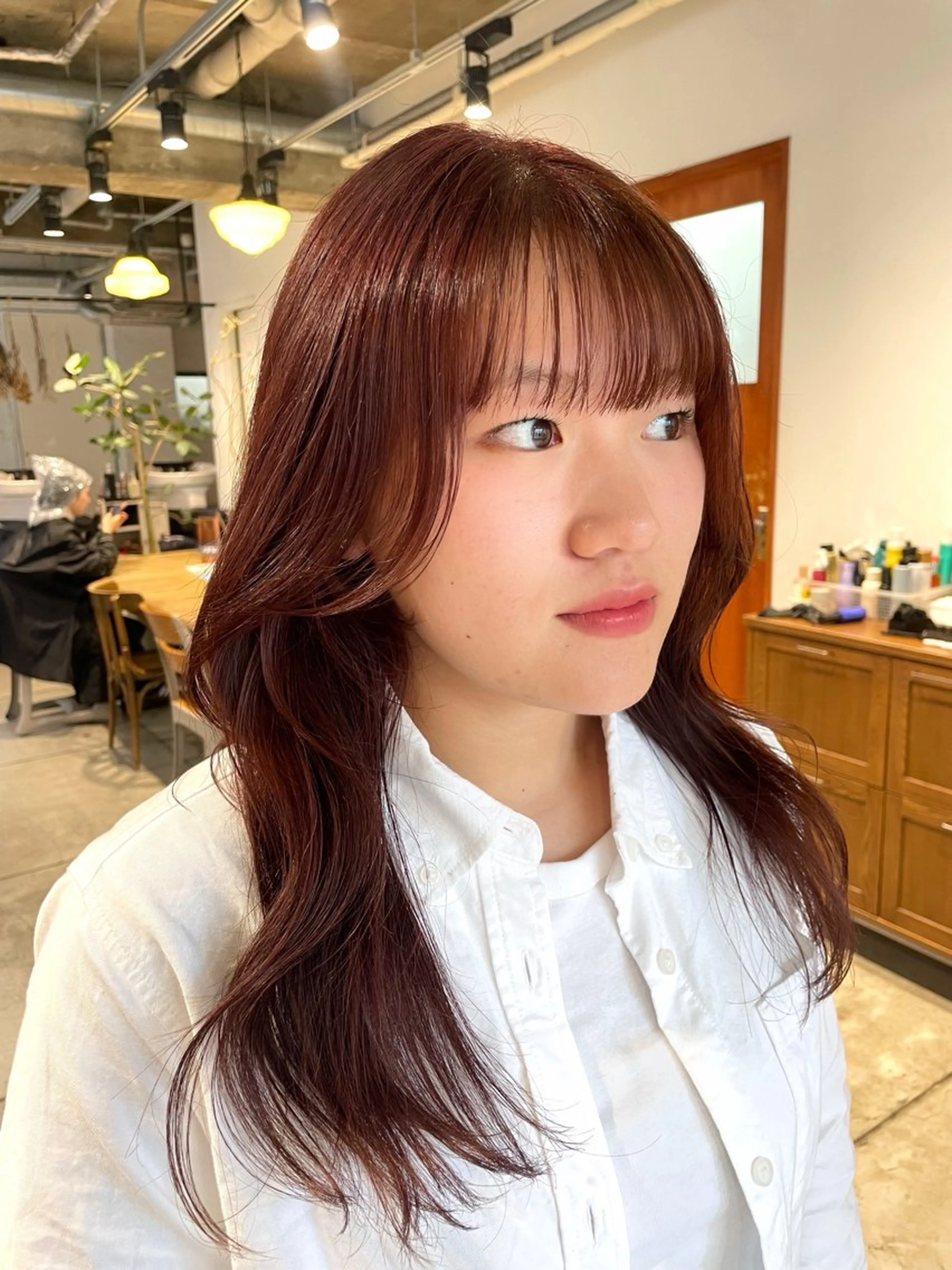 セミロング カラー ブラウンカラー オレンジ オレンジブラウン ユウナ🎀レイヤー/ 暖色カラーのヘアスタイル