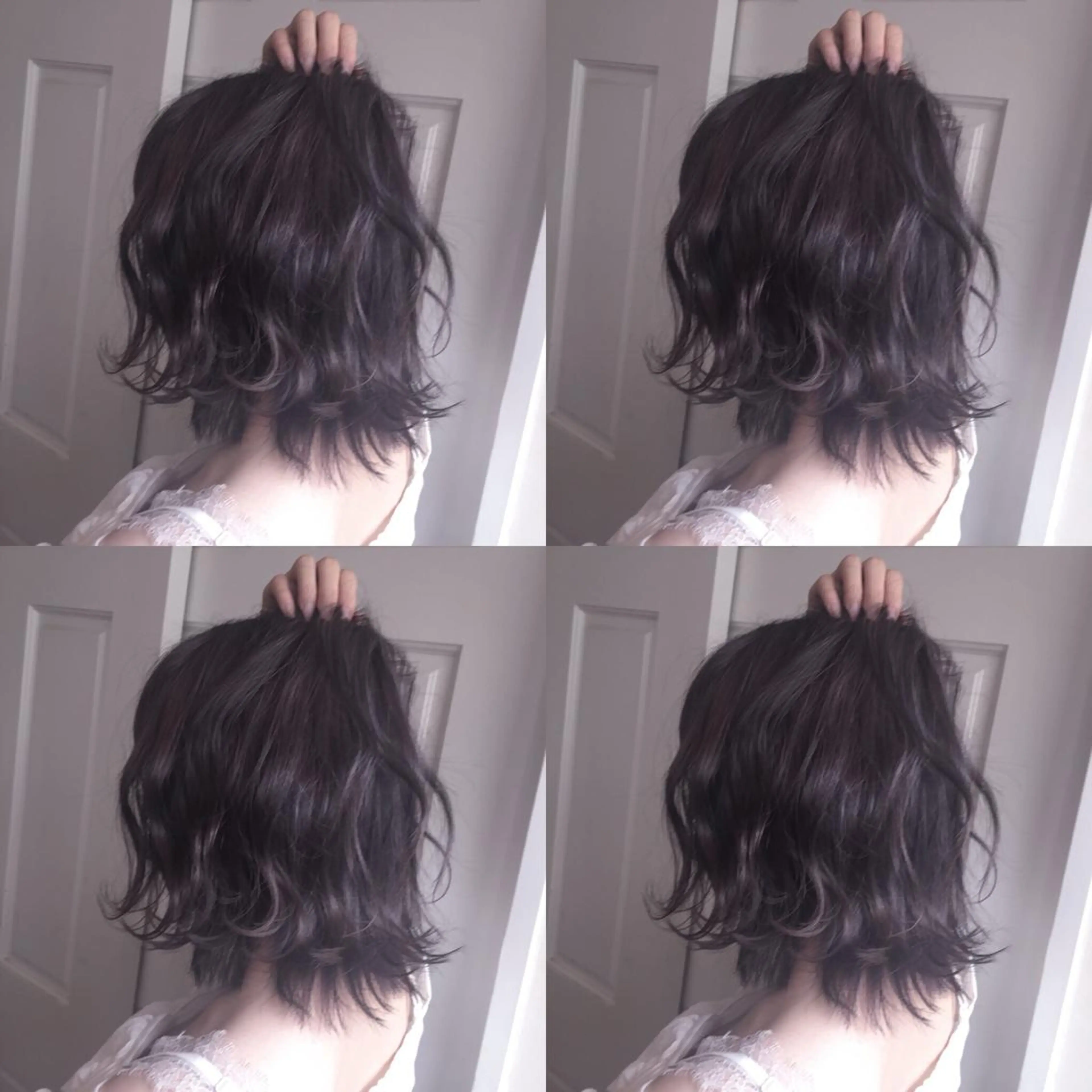 ミディアム カラー アッシュ アッシュグレー ダークグレー ラベンダーカラー ラベンダーアッシュ ホワイト&レイヤーカ ットエクステ長畠俊輔のヘアスタイル