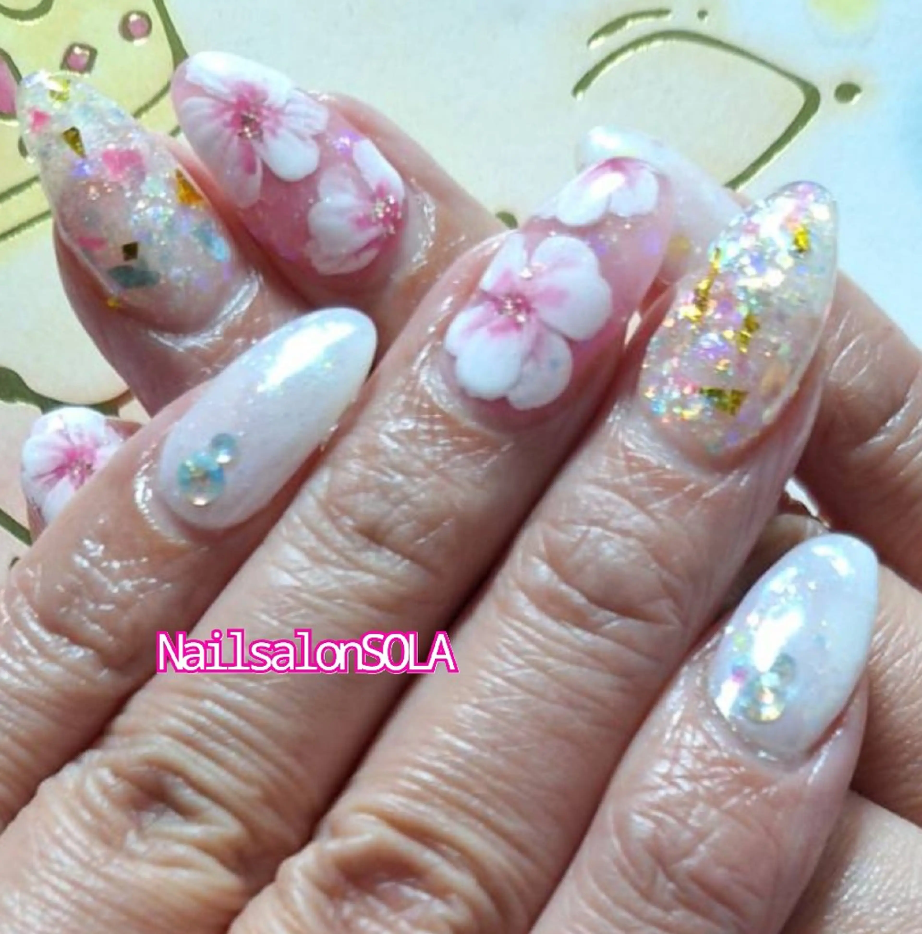 ネイル キラキラネイル ミラーネイル ピンク 春ネイル 田代 夏子のネイルデザイン