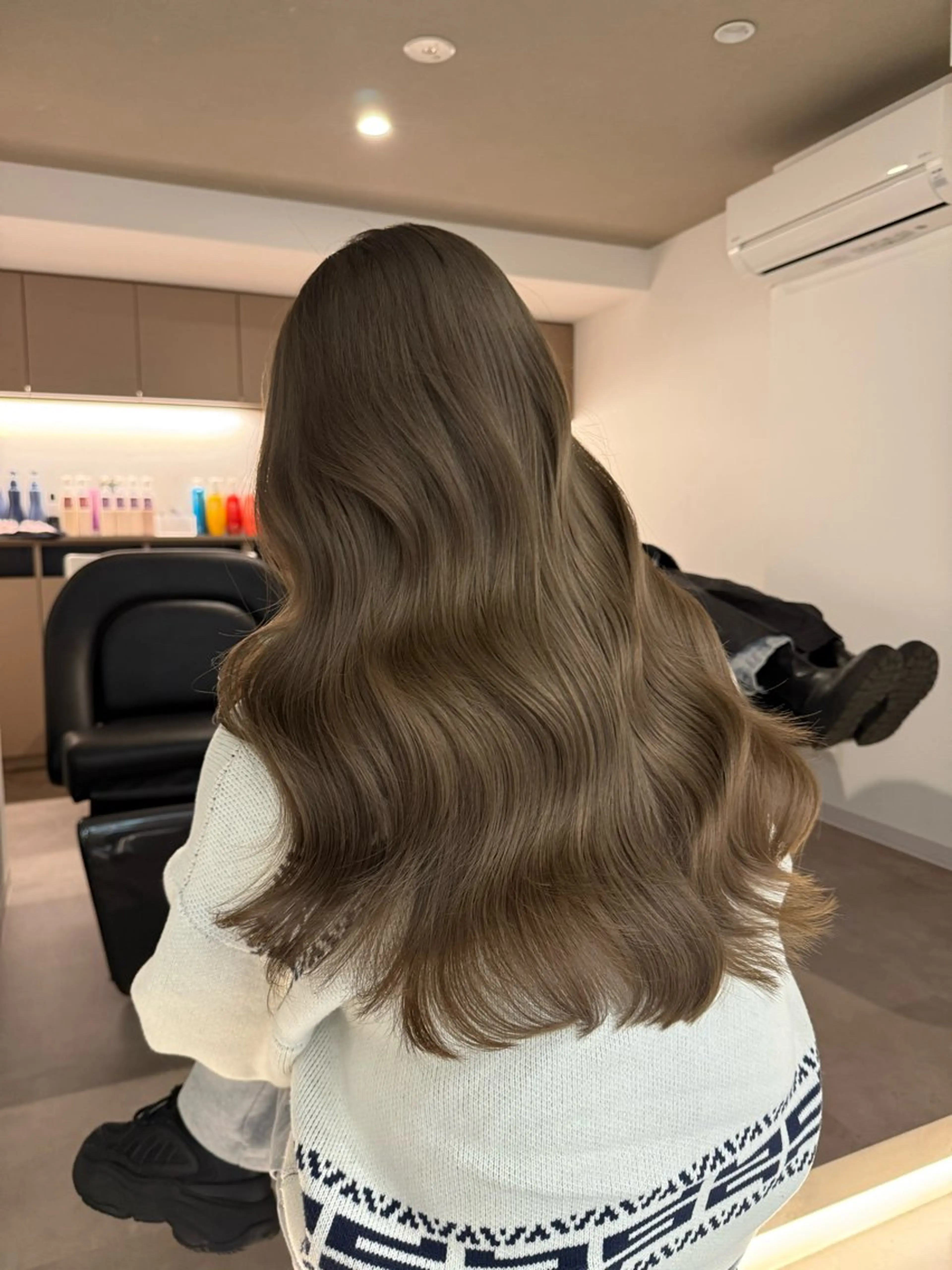 ロング カラー アッシュ アッシュグレー アッシュグレージュ ベージュカラー ブリーチ レイヤーモデル 募集中🕊️正源のヘアスタイル