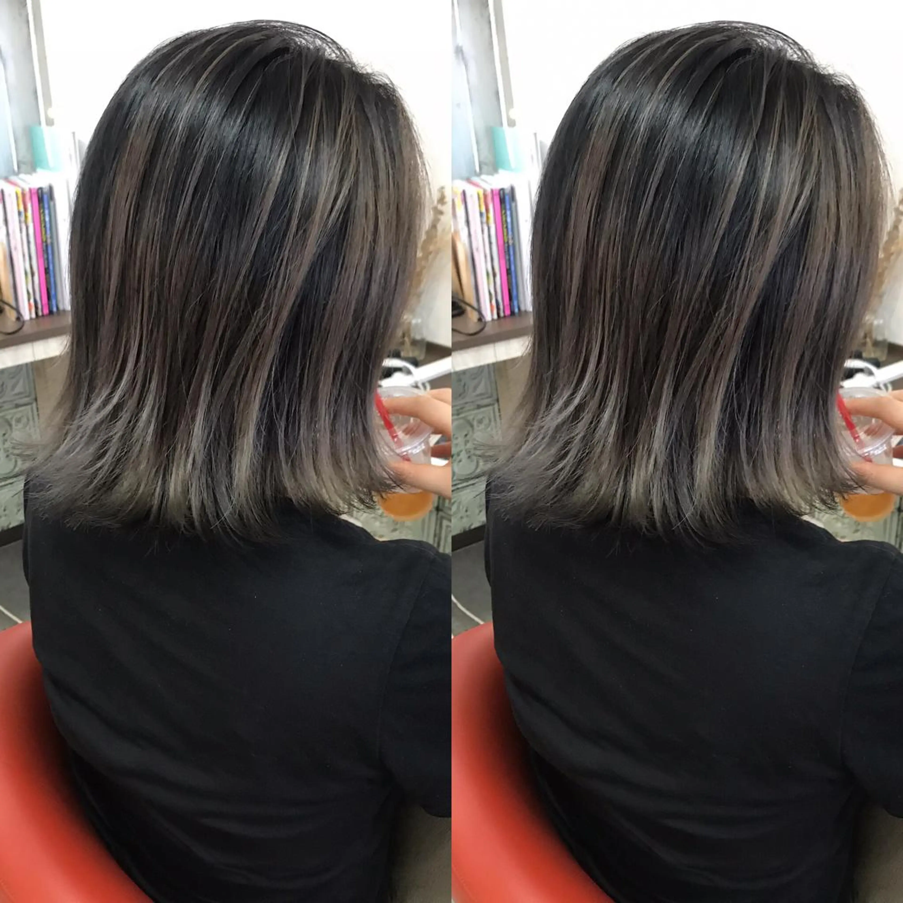 ミディアム カラー ヘアカラー ハイライト、レイヤー カット/西梅田/中西のヘアスタイル