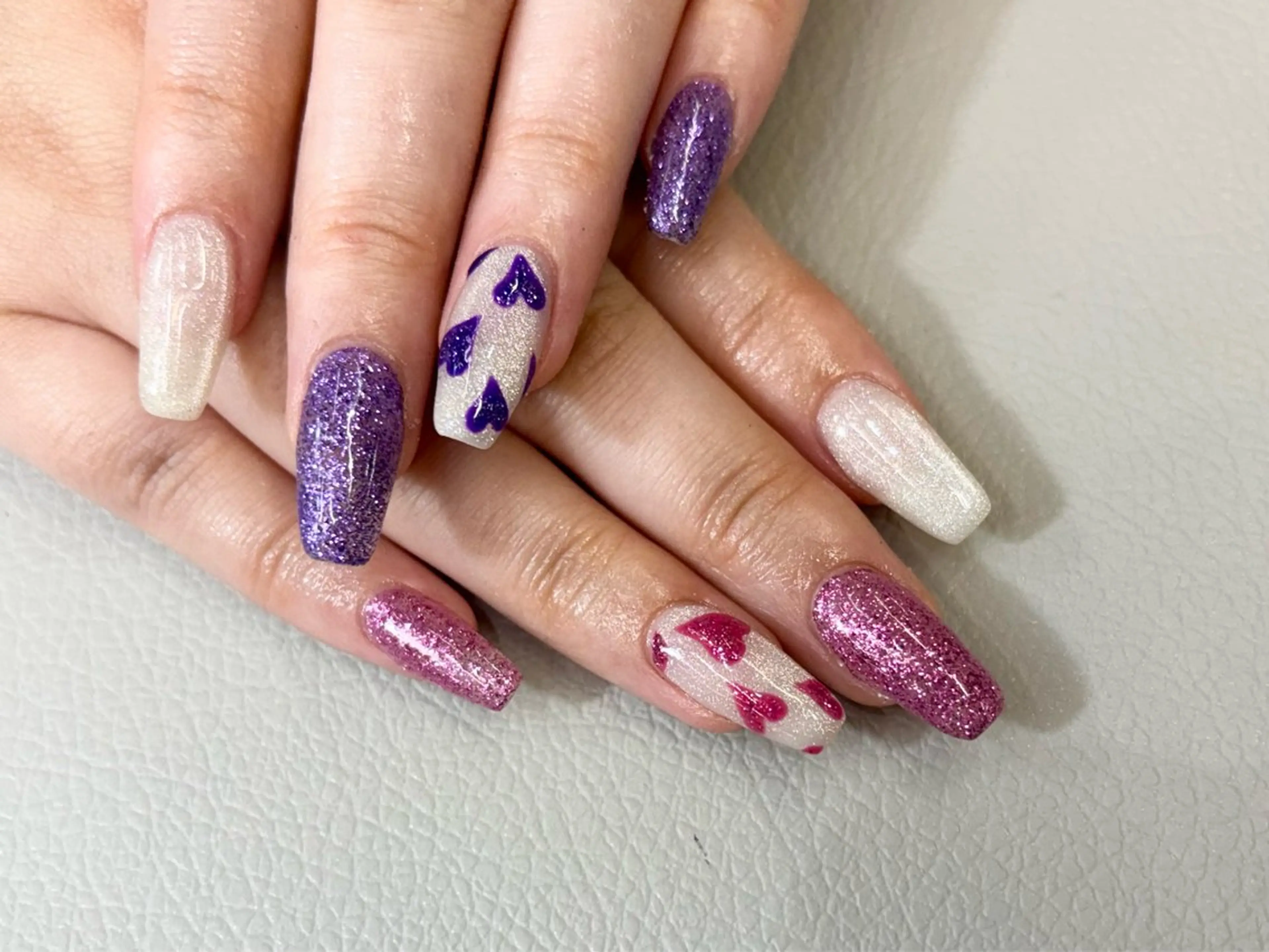 ネイル ハート スカルプネイル くろせ れいのネイルデザイン