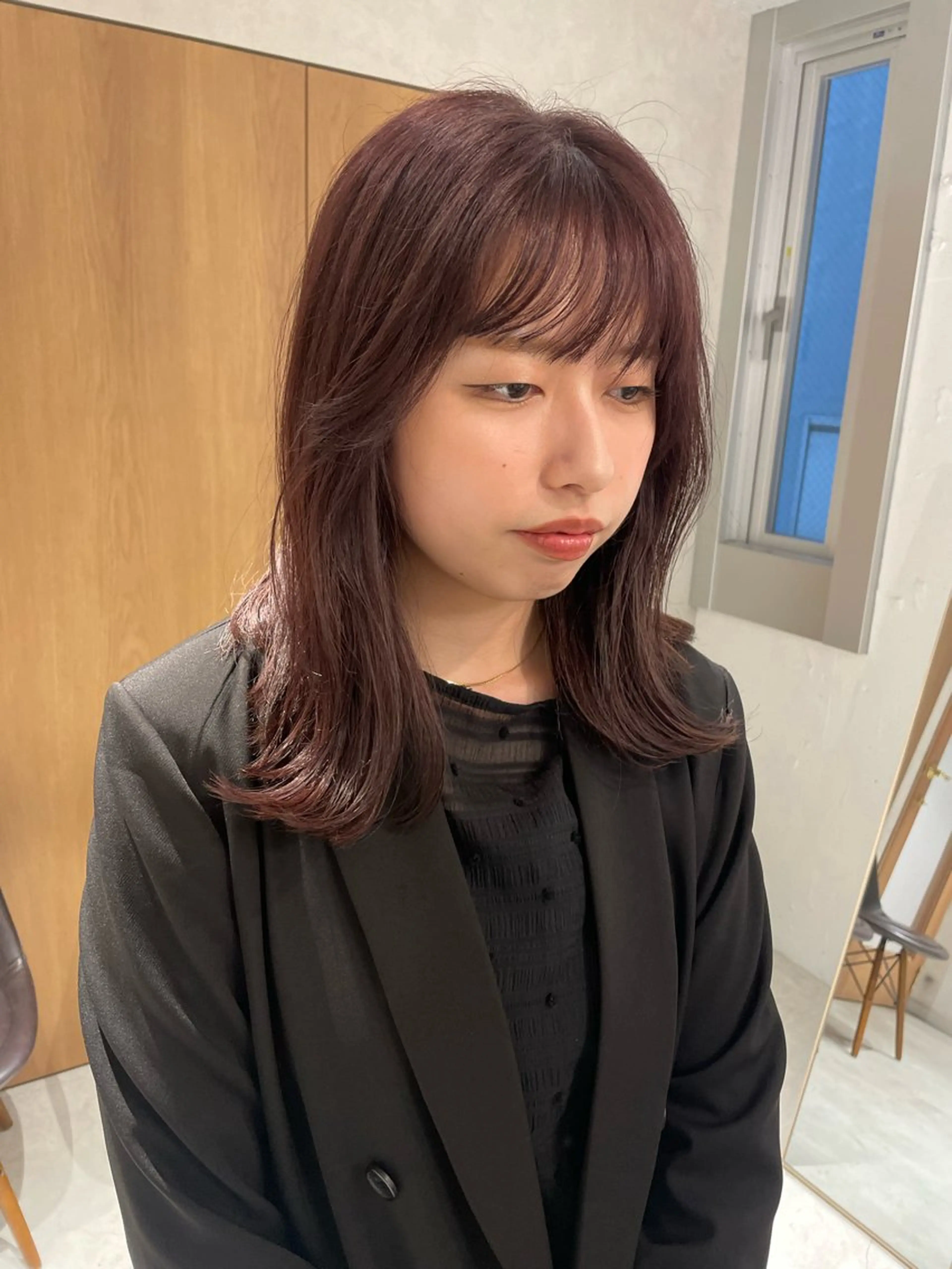 ミディアム カラー ヘアカラー トリートメント mei｜顔まわり ×透明感カラーのヘアスタイル