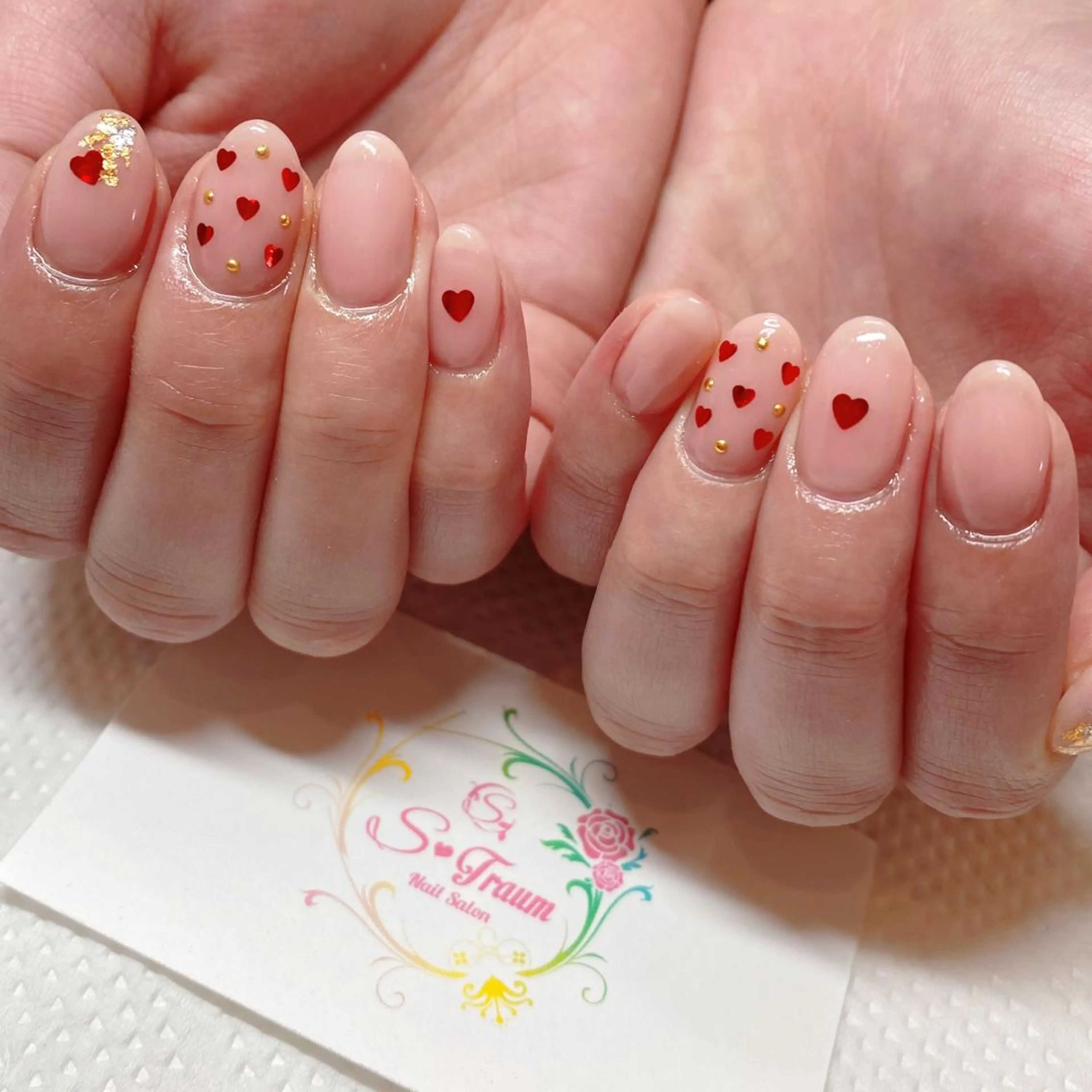 ネイル アートネイル ジェルネイル ハート バレンタイン Nail Salon S-Traumのネイルデザイン