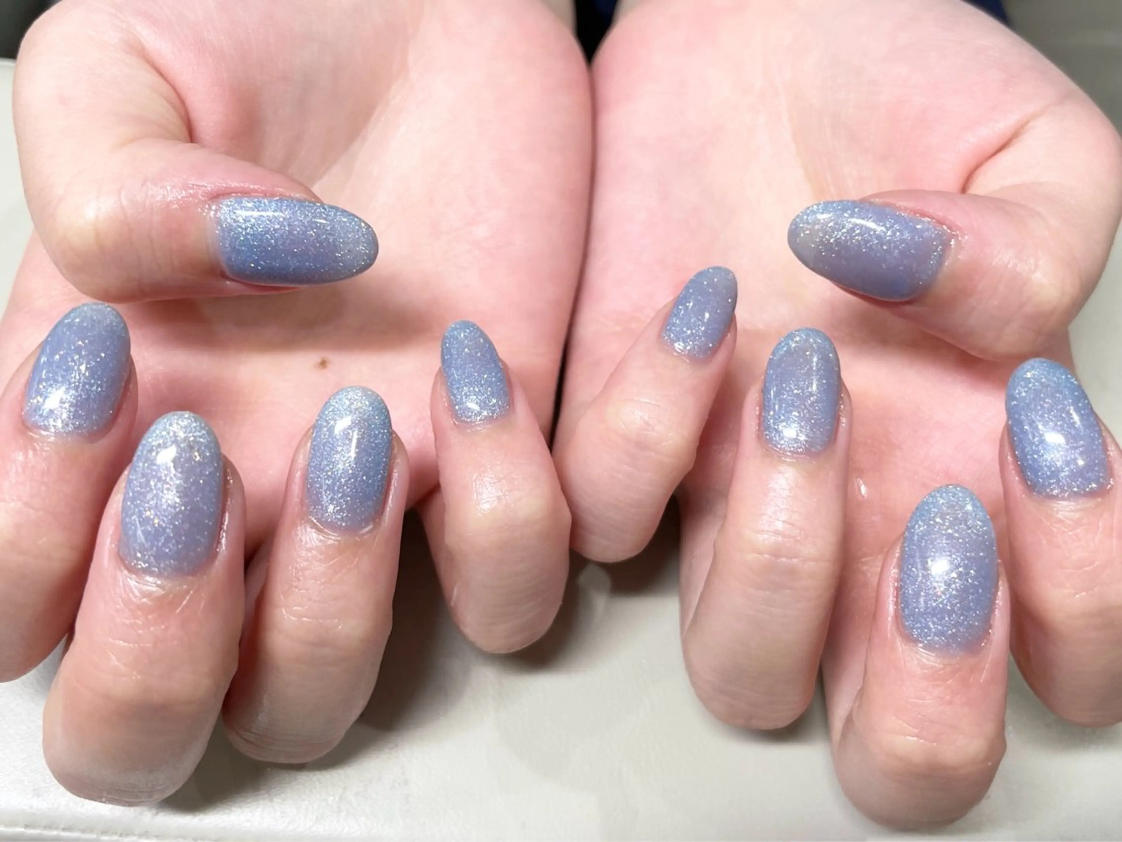 ネイル ブルー ラメ(グリッター) ワンカラーネイル Kelly nail Rinのネイルデザイン