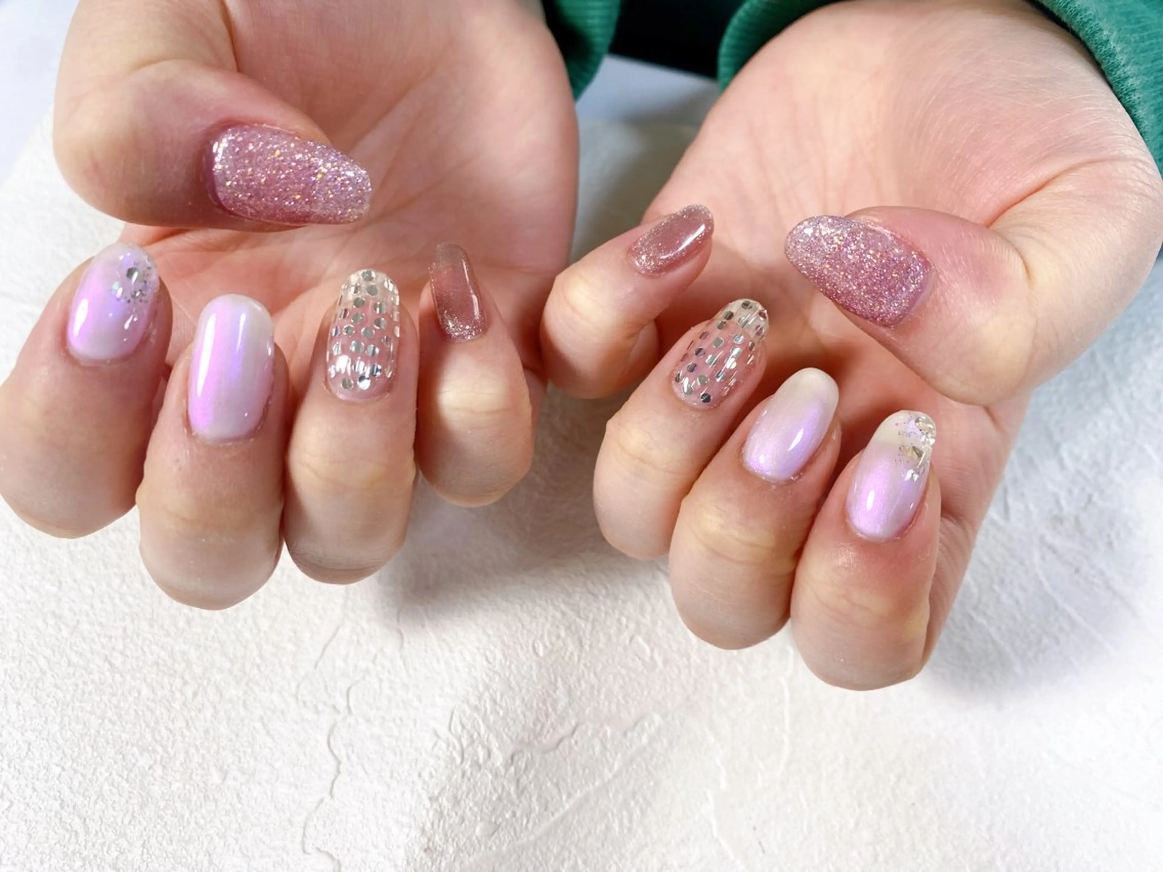 ネイル オーロラネイル フットネイル フレンチネイル ジェルネイル 韓国ネイル ハンドネイル kiki nail たまプラーザのネイルデザイン