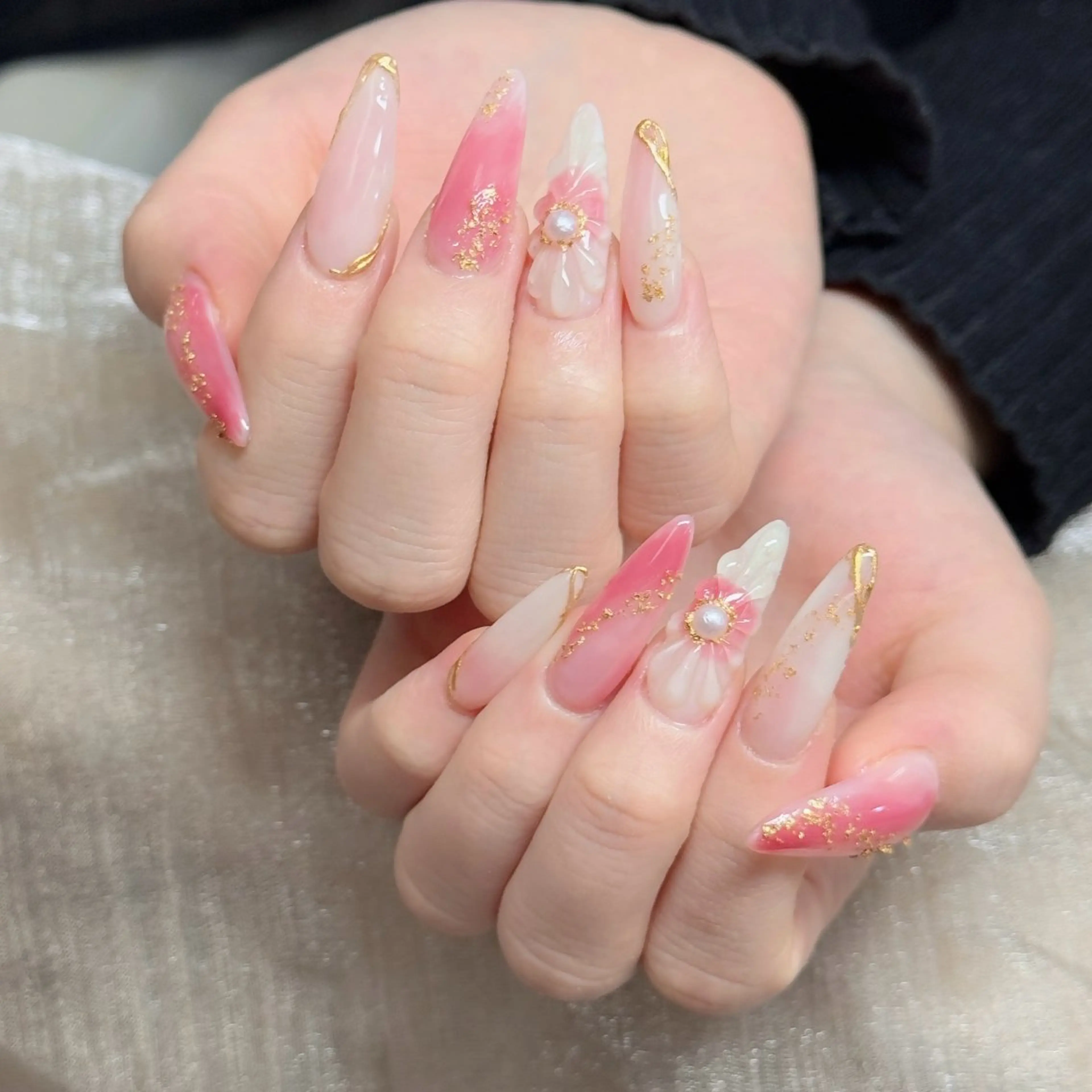 ネイル ロングネイル マグネットネイル リボン 夏ネイル スーパーロングネイル ハンドネイル Hani Nail XUKAのネイルデザイン