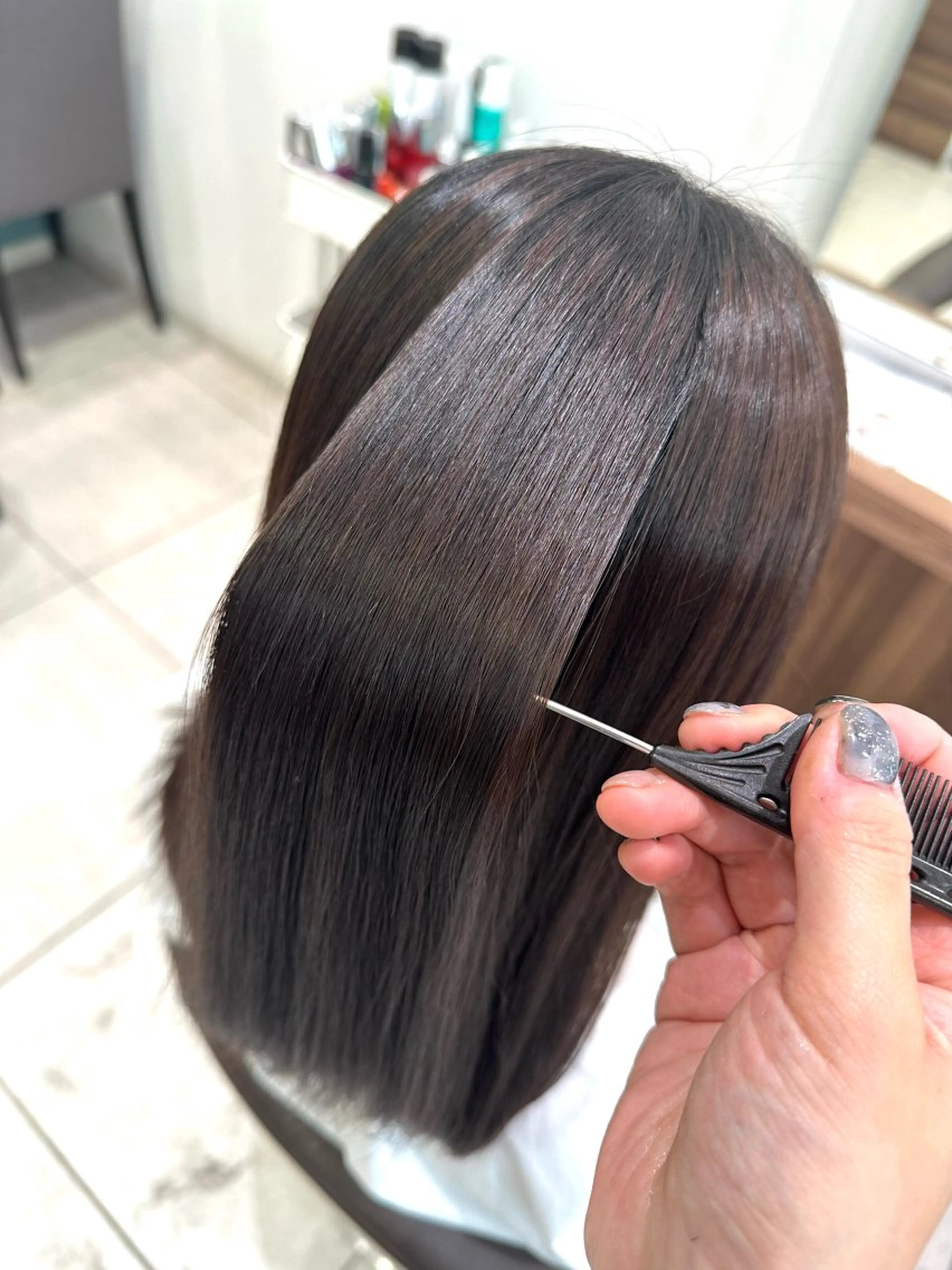 セミロング パーマ カット 縮毛矯正 藤井 真奈美のヘアスタイル