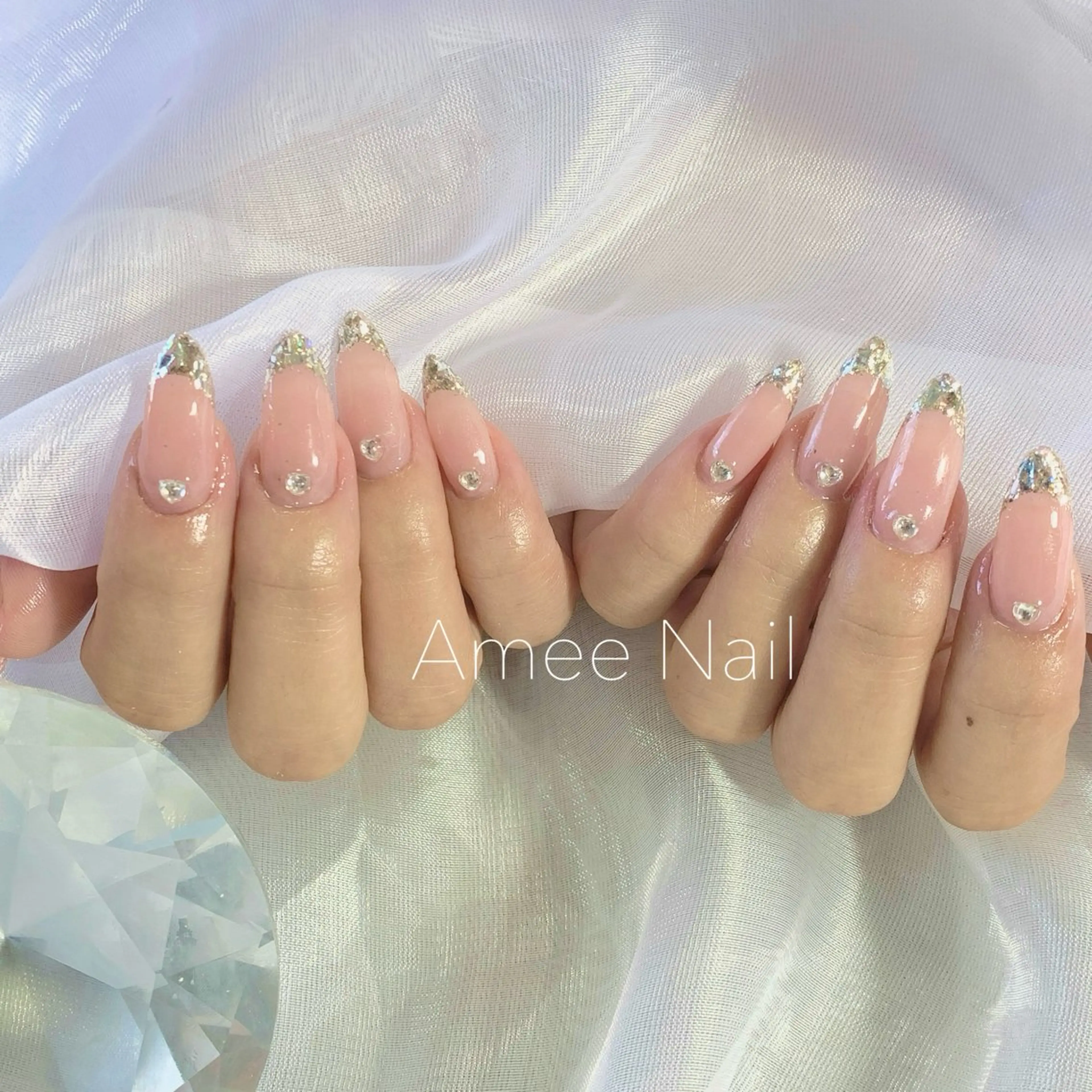 ネイル 成人式 ロングネイル マグネットネイル 大理石ネイル(マーブル) リボン ハンドネイル Amee Nail Salonのネイルデザイン