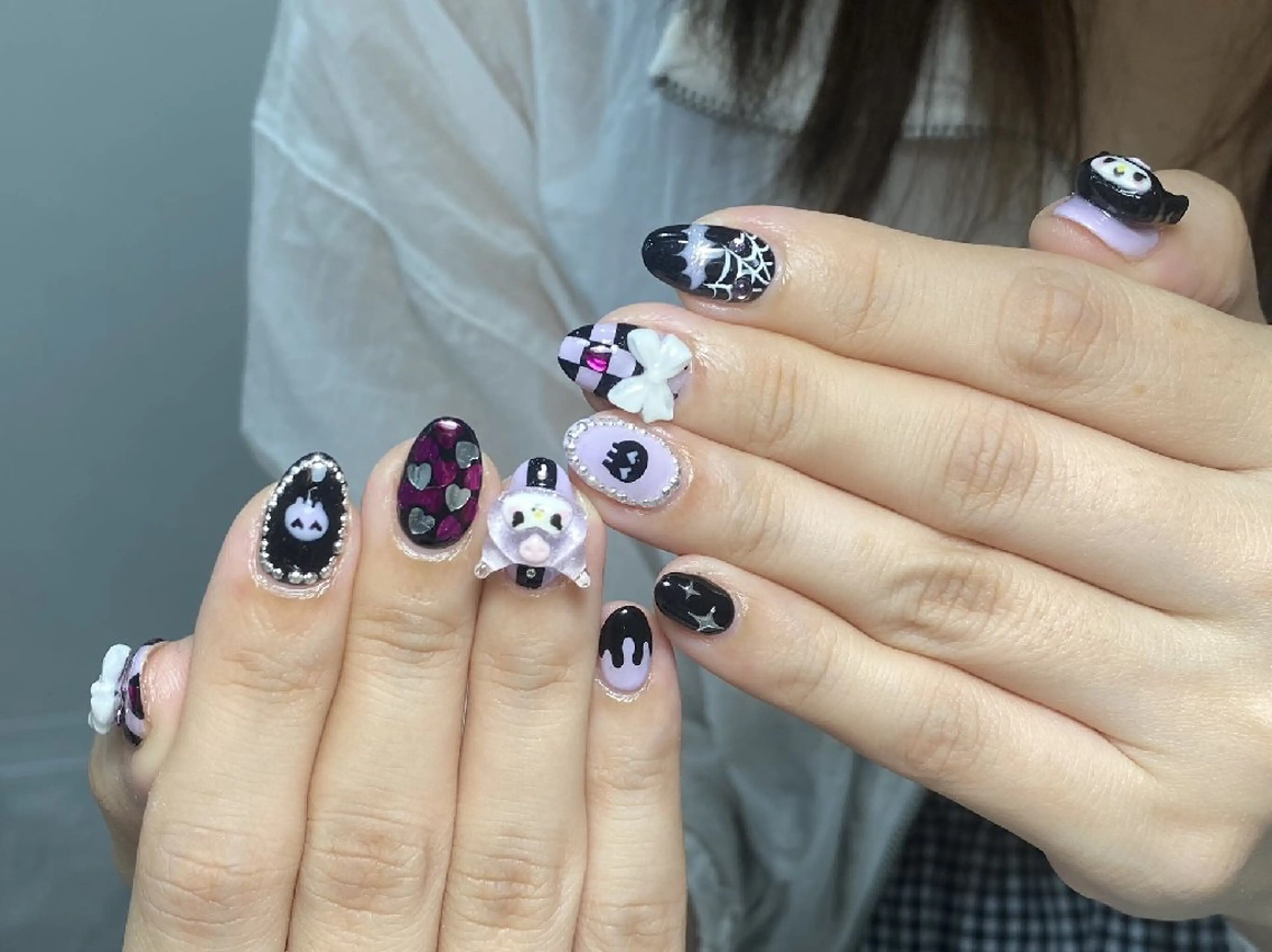 ネイル チークネイル 長さ出し フレンチネイル ジェルネイル ハロウィン ハンドネイル UM Nail Salonのネイルデザイン