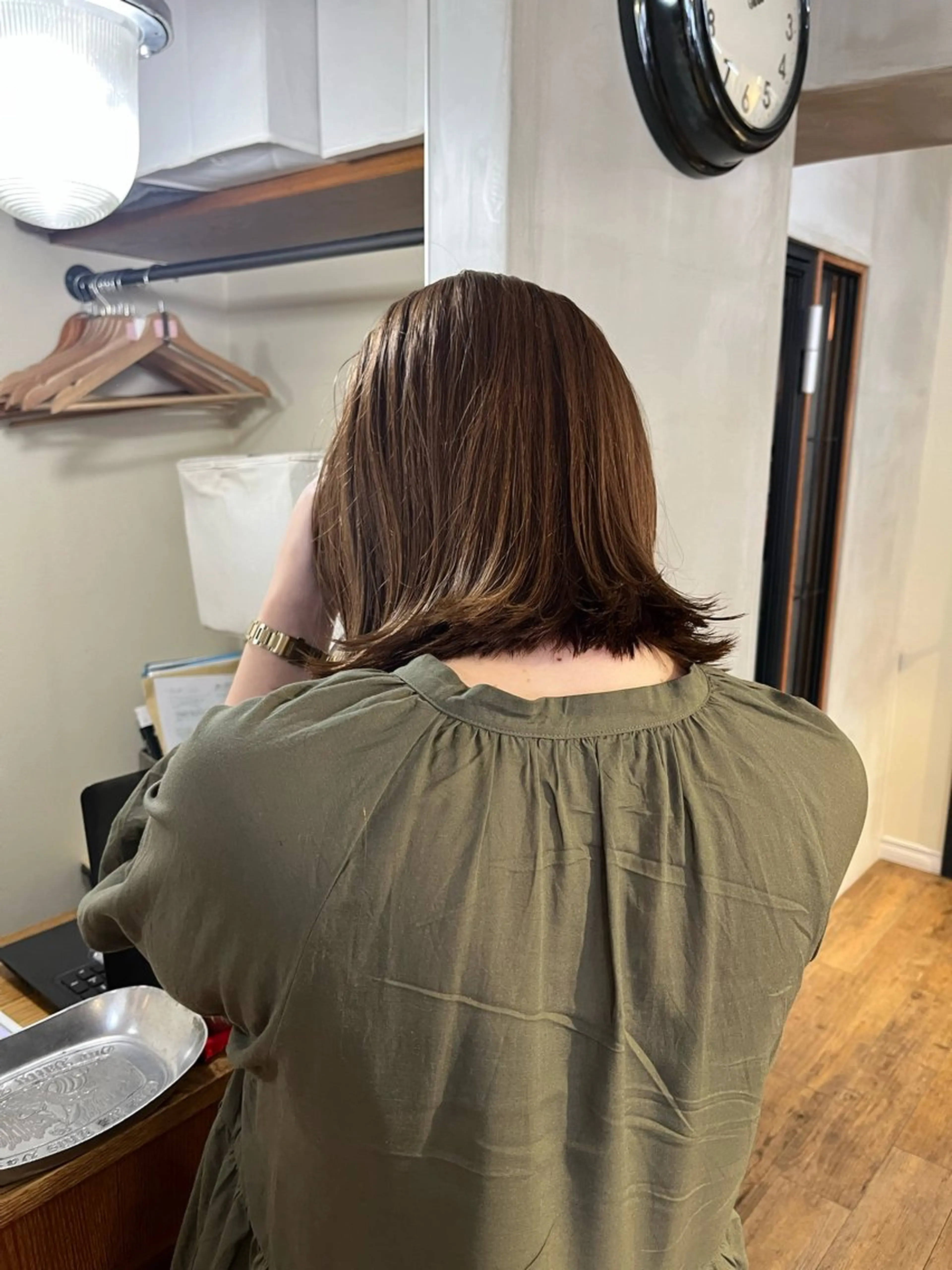 ショート カラー ブラウンカラー 透明感カラー ボブ カット ヘアカラー 薬院:今泉/上川美幸 ボブ/顔周りレイヤーのヘアスタイル
