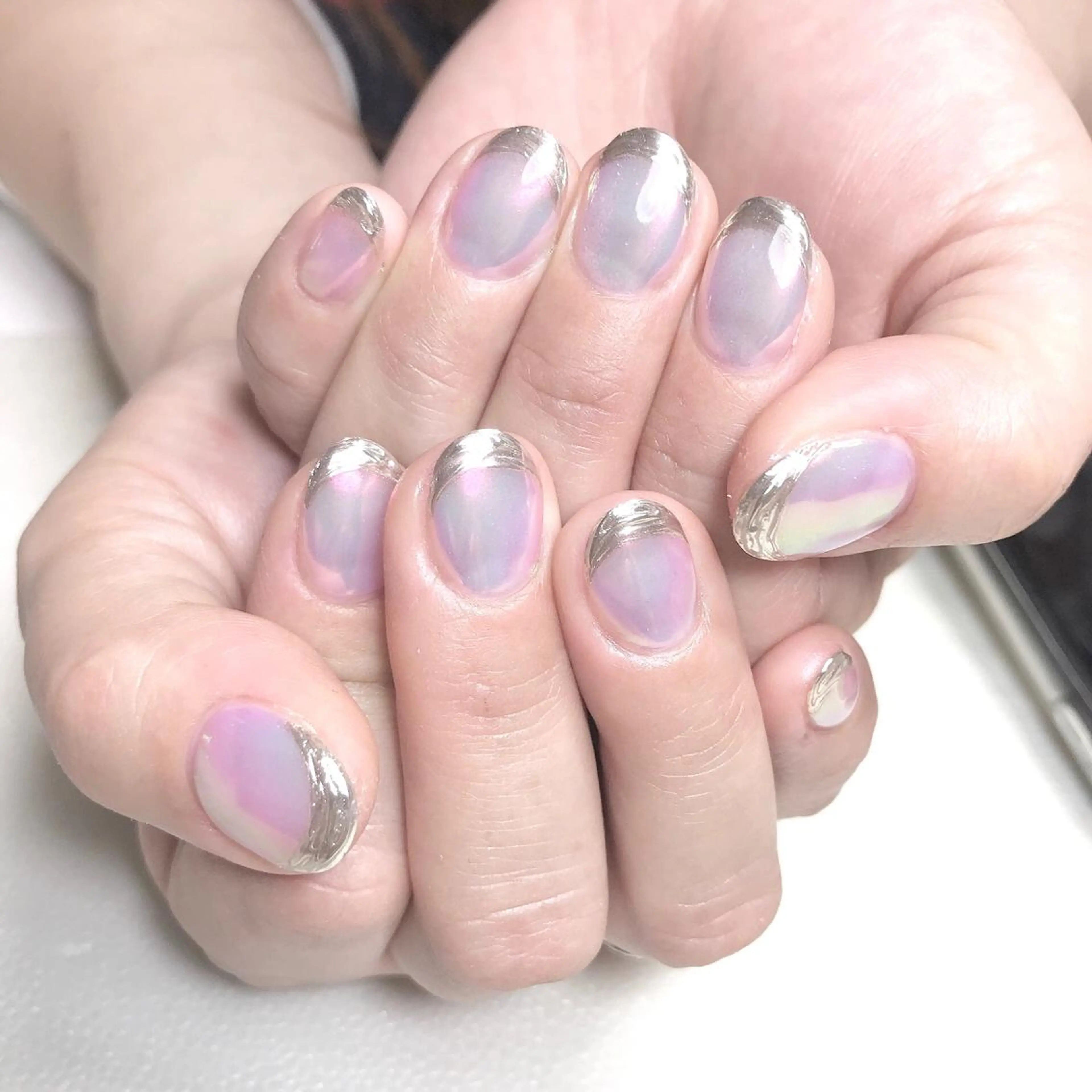 ネイル フレンチネイル 氷ネイル・うるうるネイル ニュアンスネイル ハンドネイル Room nailのネイルデザイン