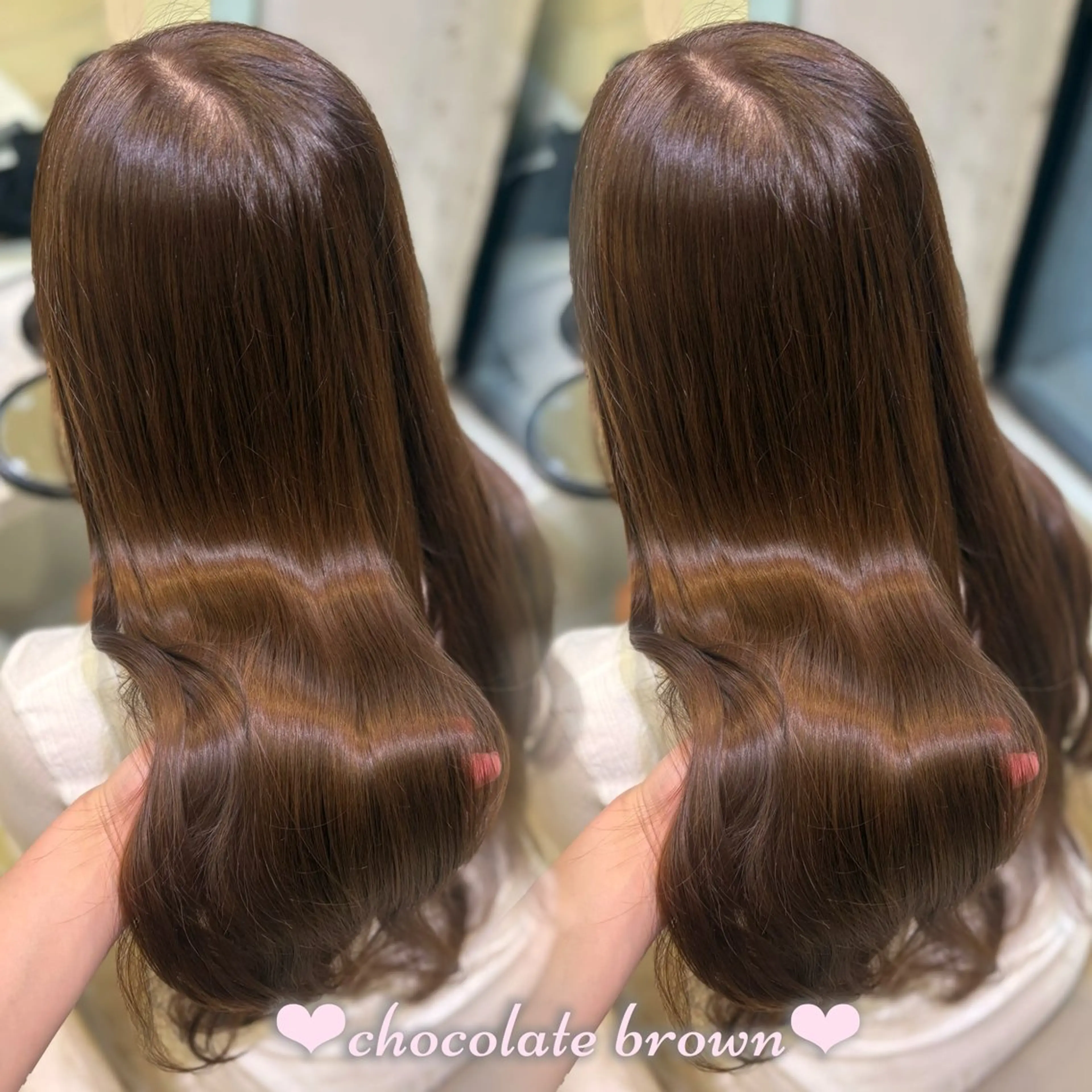 ロング カラー ブラウンカラー チョコレートブラウン ヘアカラー トリートメント 新宿/透明感カラー /韓国ヘアKANA♡のヘアスタイル