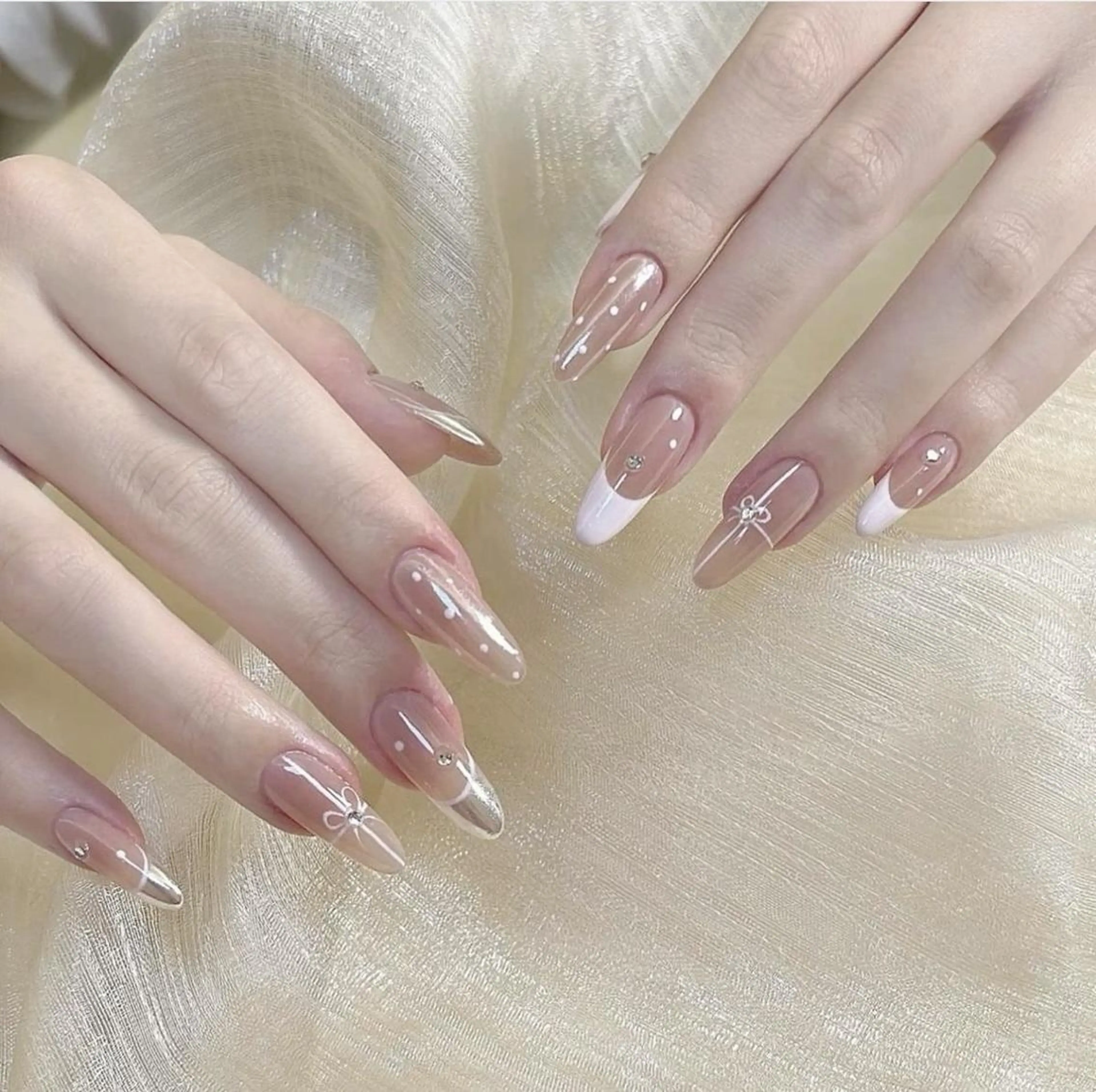 ネイル 長さ出し フレンチネイル グラデーション 卒業式 マグネットネイル ハンドネイル MIHANA ZENのネイルデザイン