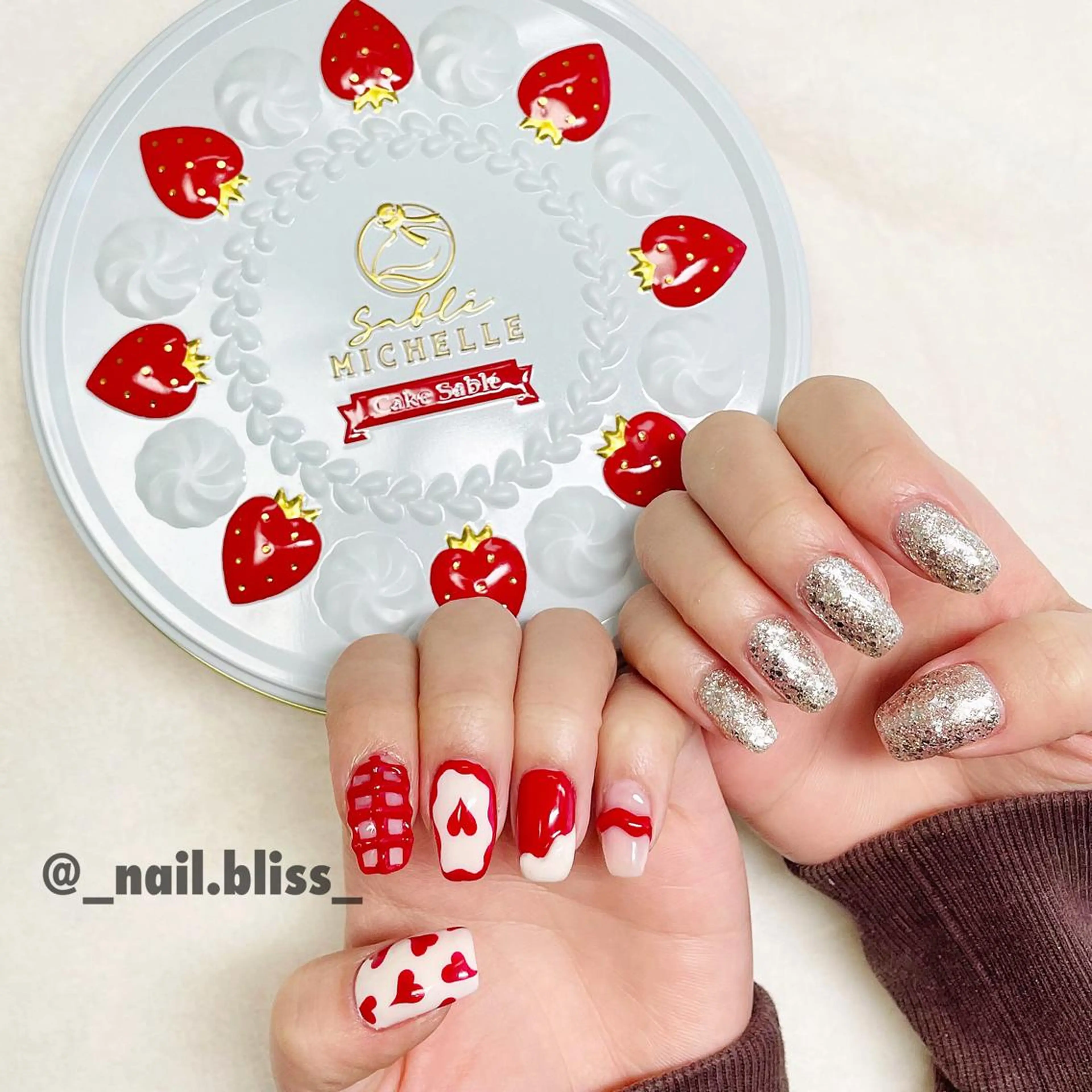 ネイル バレンタイン ハンドネイル NAIL BLISSのネイルデザイン