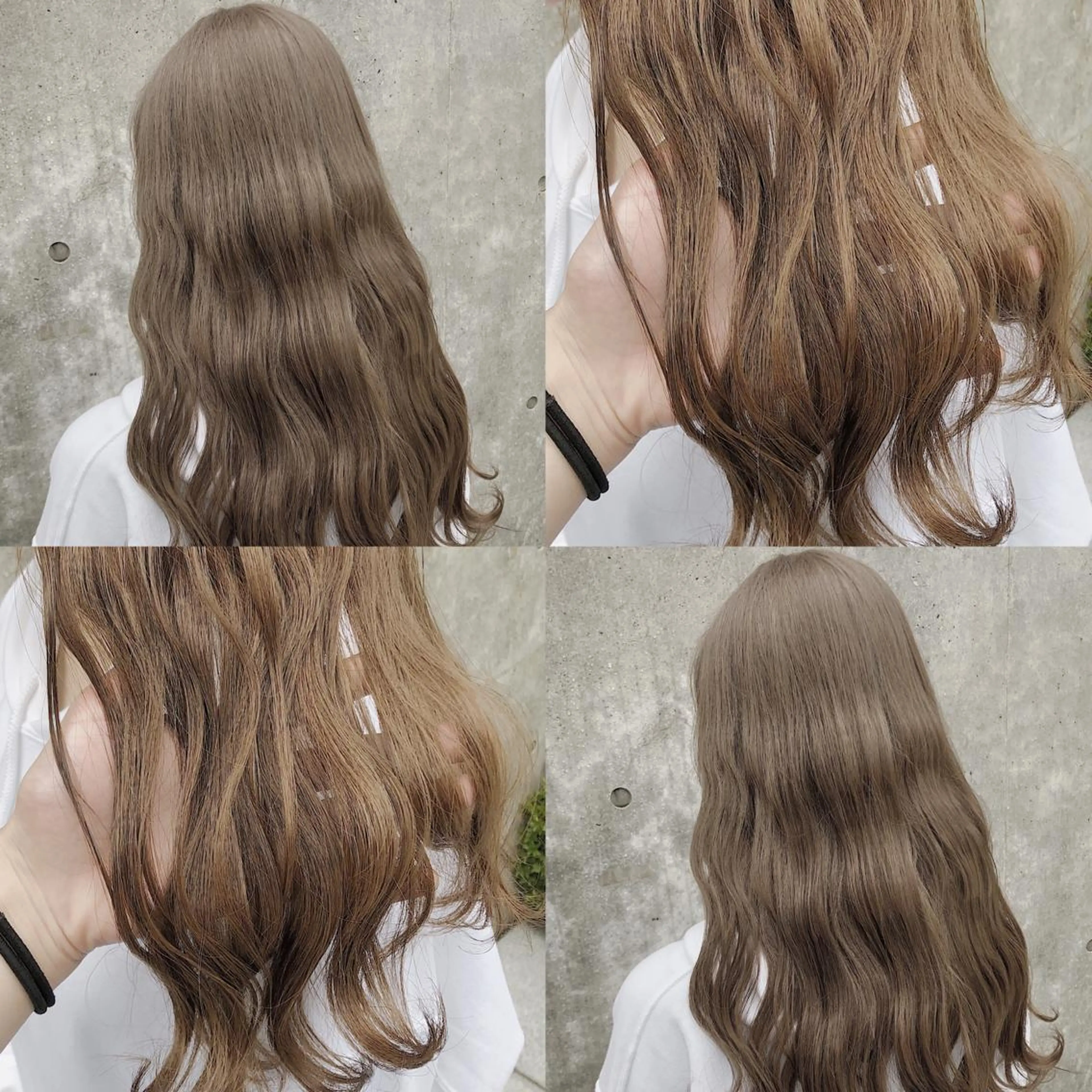ロング カラー ヘアアレンジ メンズ キッズ ベージュカラー ミルクティーベージュ ヘアカラー トリートメント 💟Chloe原宿店 🩶ハイトーンのヘアスタイル