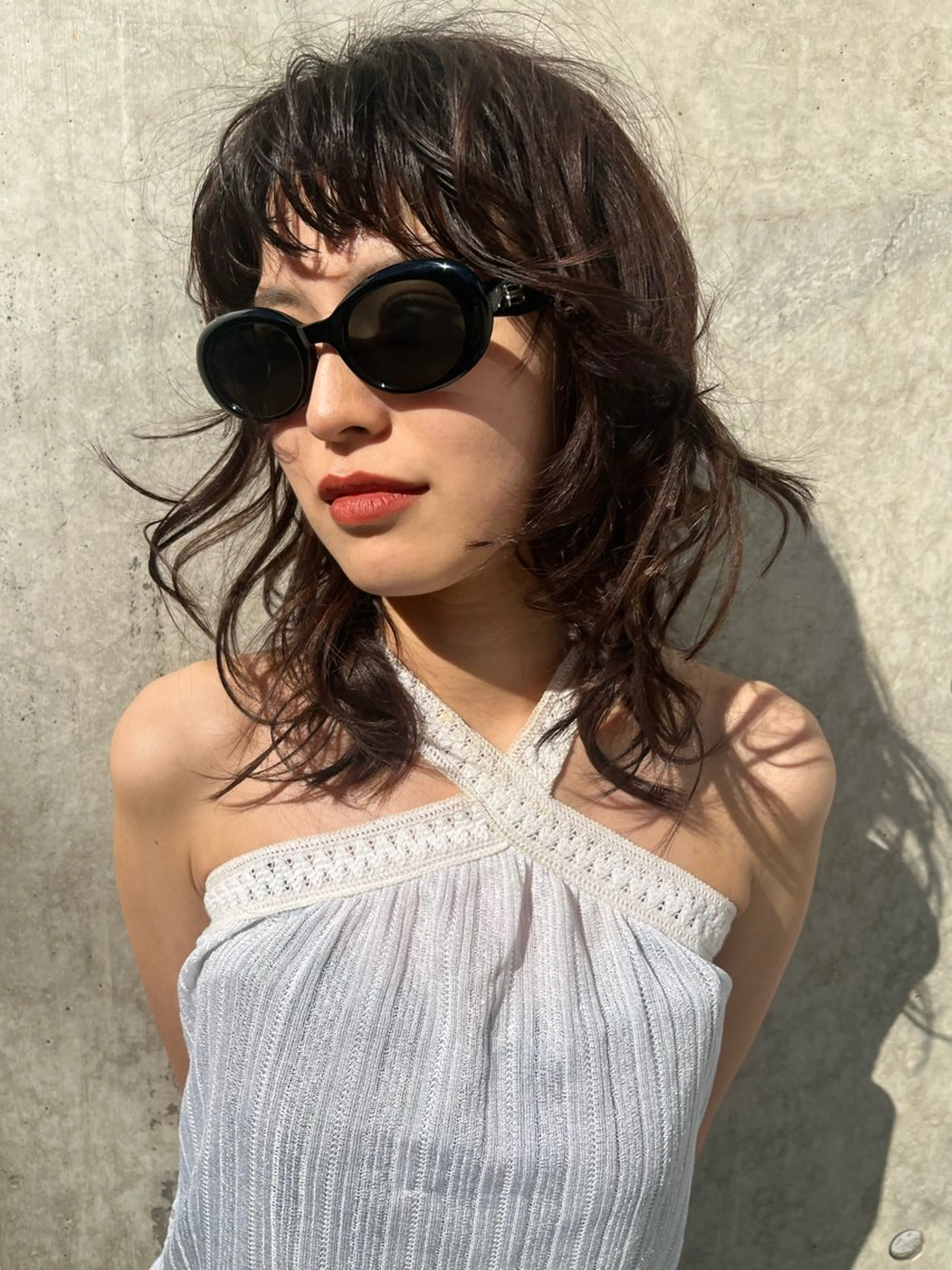 ミディアム ボブレイヤー ボブ 顔まわりレイヤー ハイレイヤー 韓国風ヘア レイヤーカット\ウル フ　chinatsuのヘアスタイル