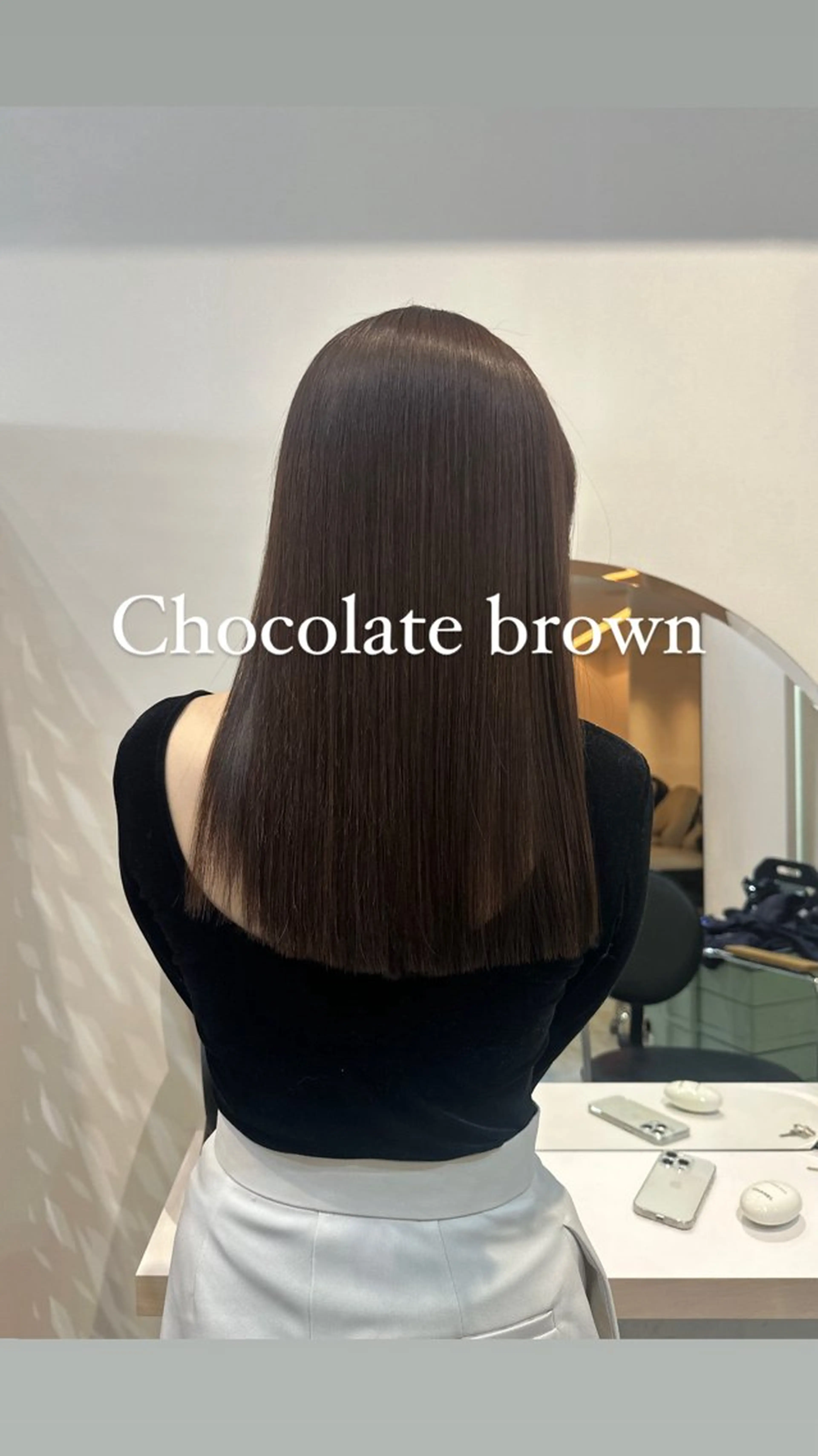 ミディアム チョコレートブラウン カット ヘアカラー トリートメント AYAKA 下北沢suuのヘアスタイル